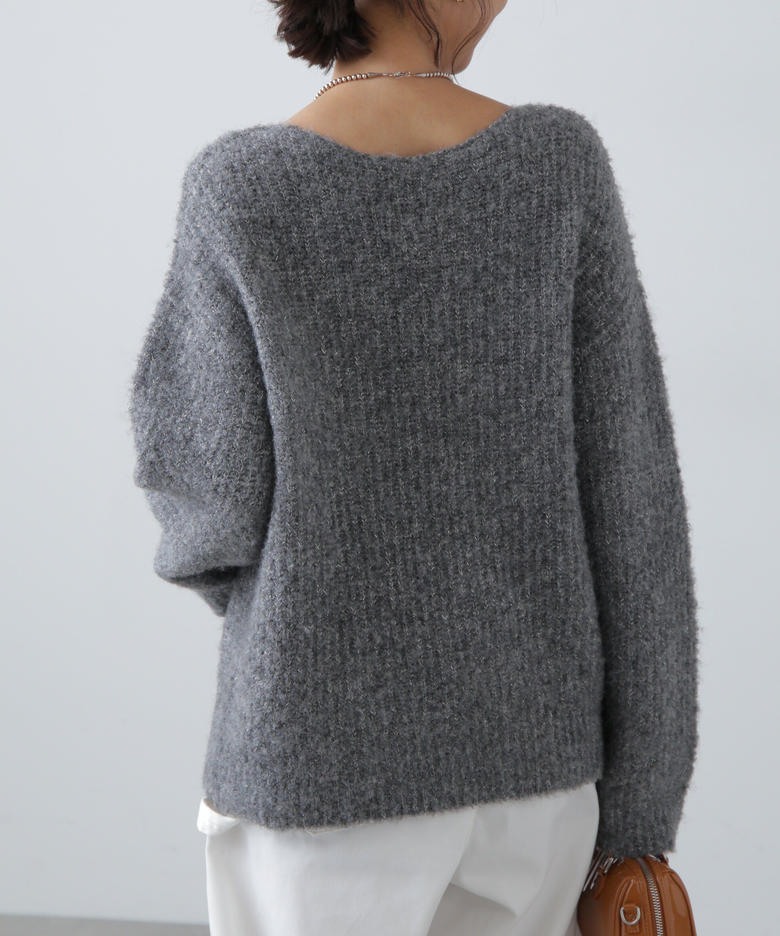  「ラメミックスブークレー畦ニット」|ニット・セーター|