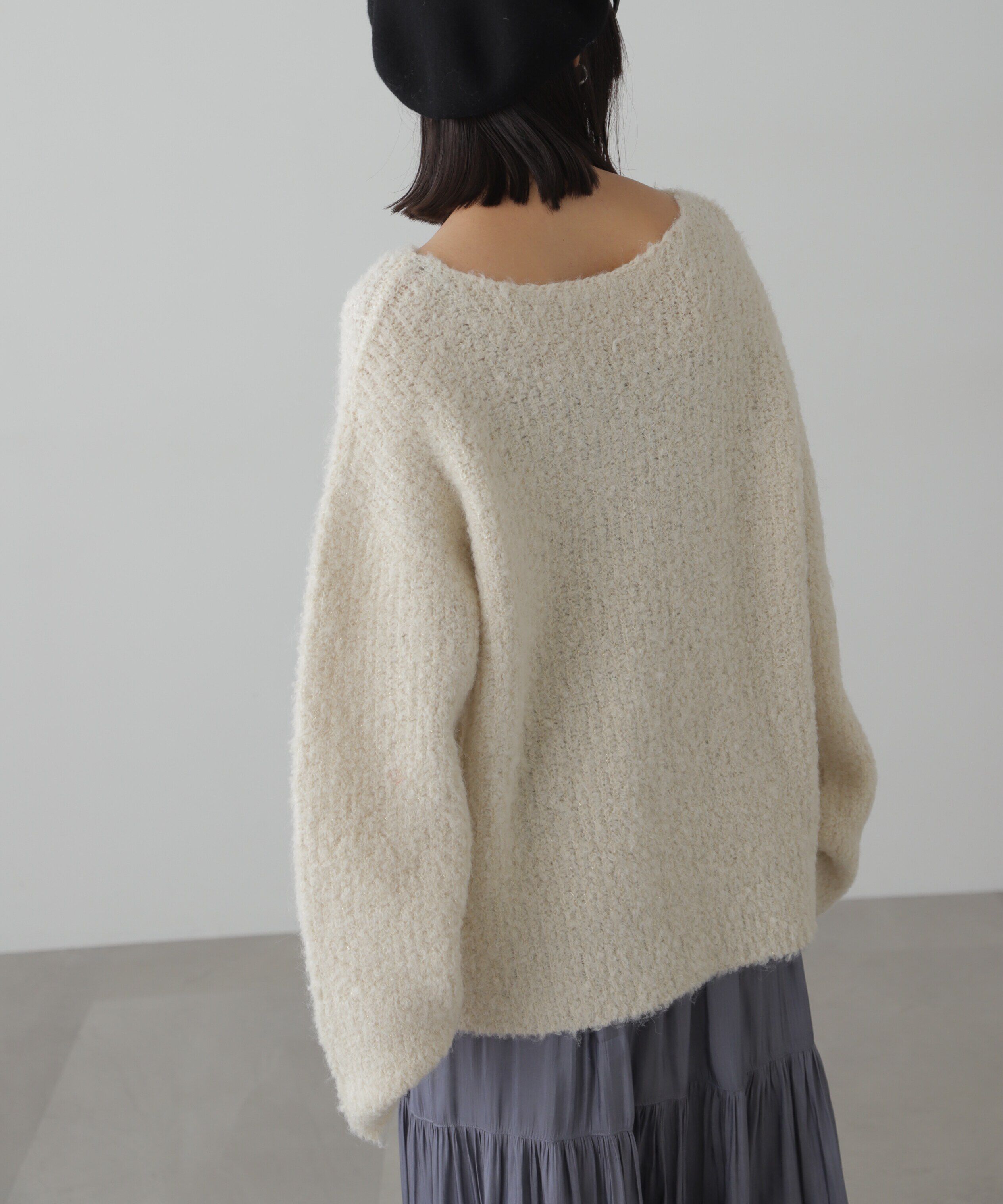  「ラメミックスブークレー畦ニット」|ニット・セーター|