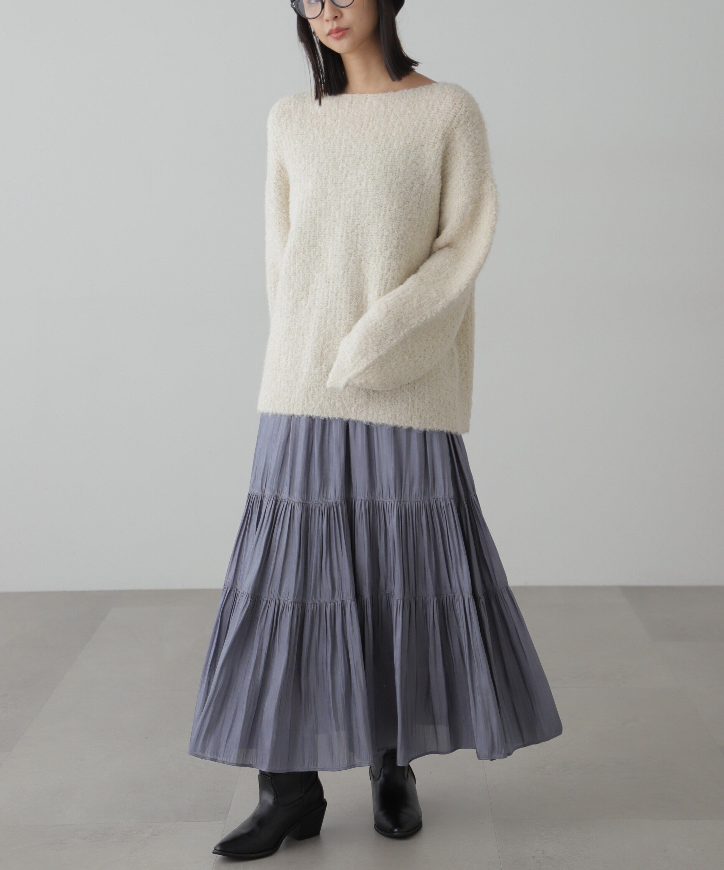  「ラメミックスブークレー畦ニット」|ニット・セーター|