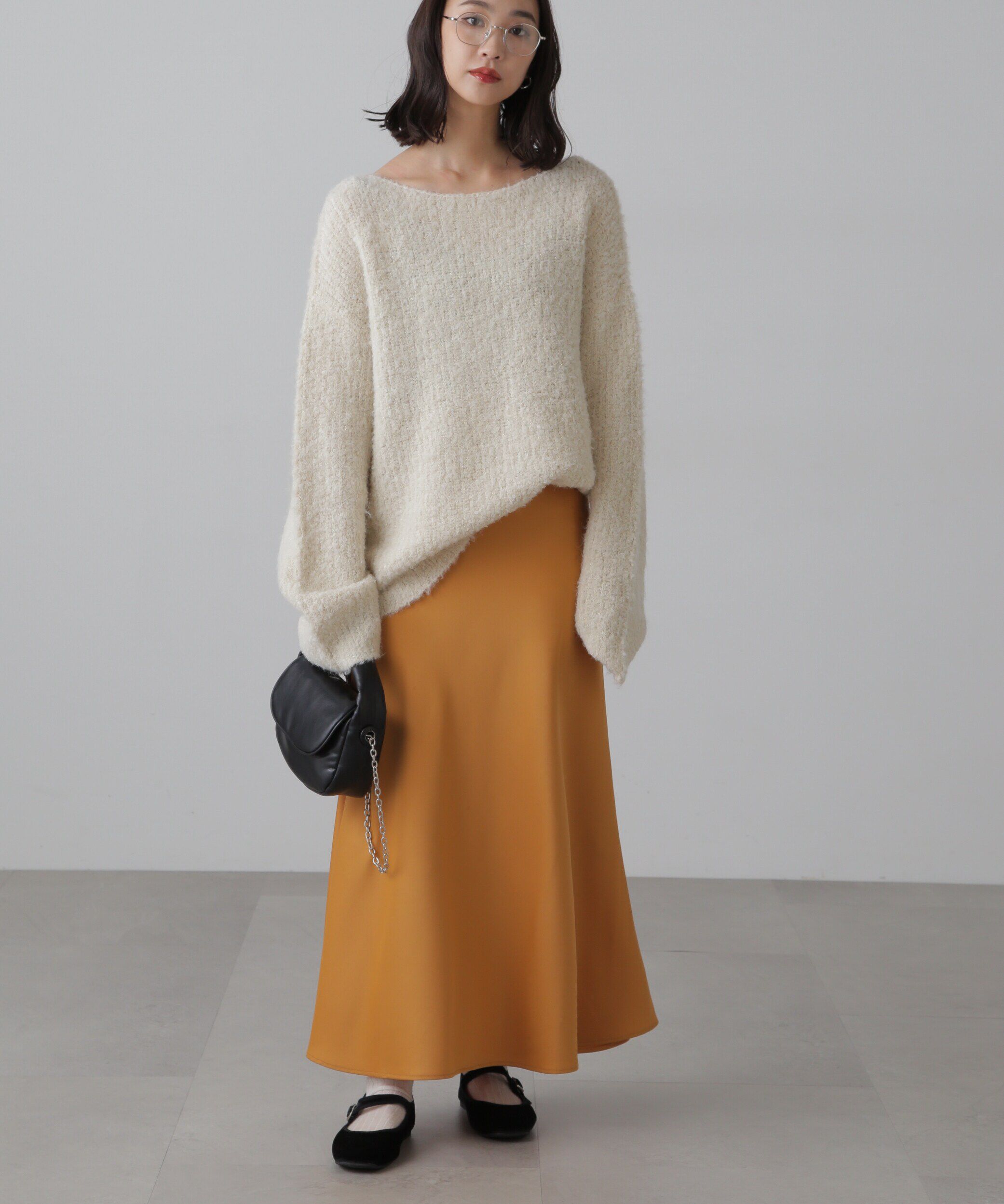  「ラメミックスブークレー畦ニット」|ニット・セーター|