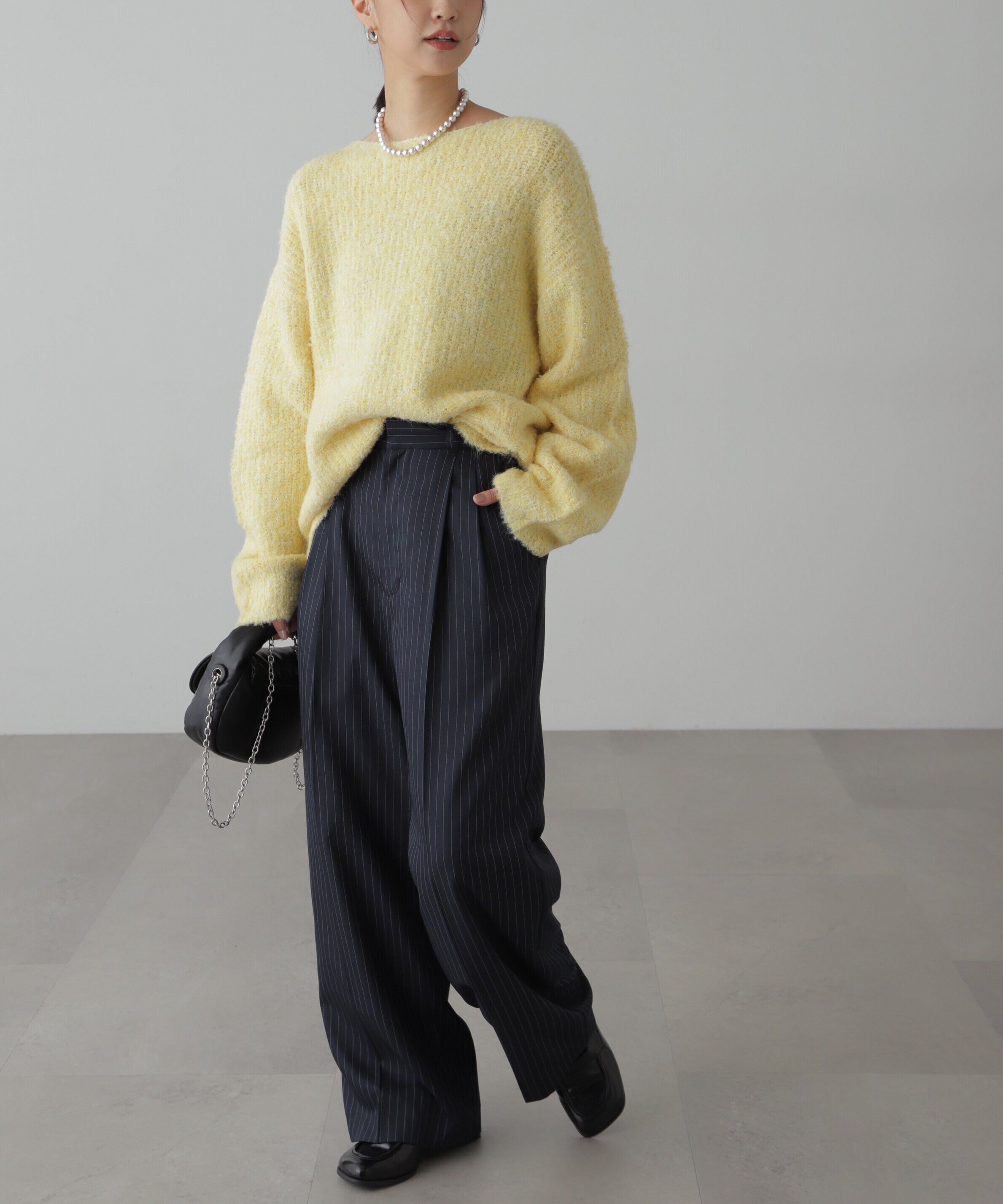  「ラメミックスブークレー畦ニット」|ニット・セーター|