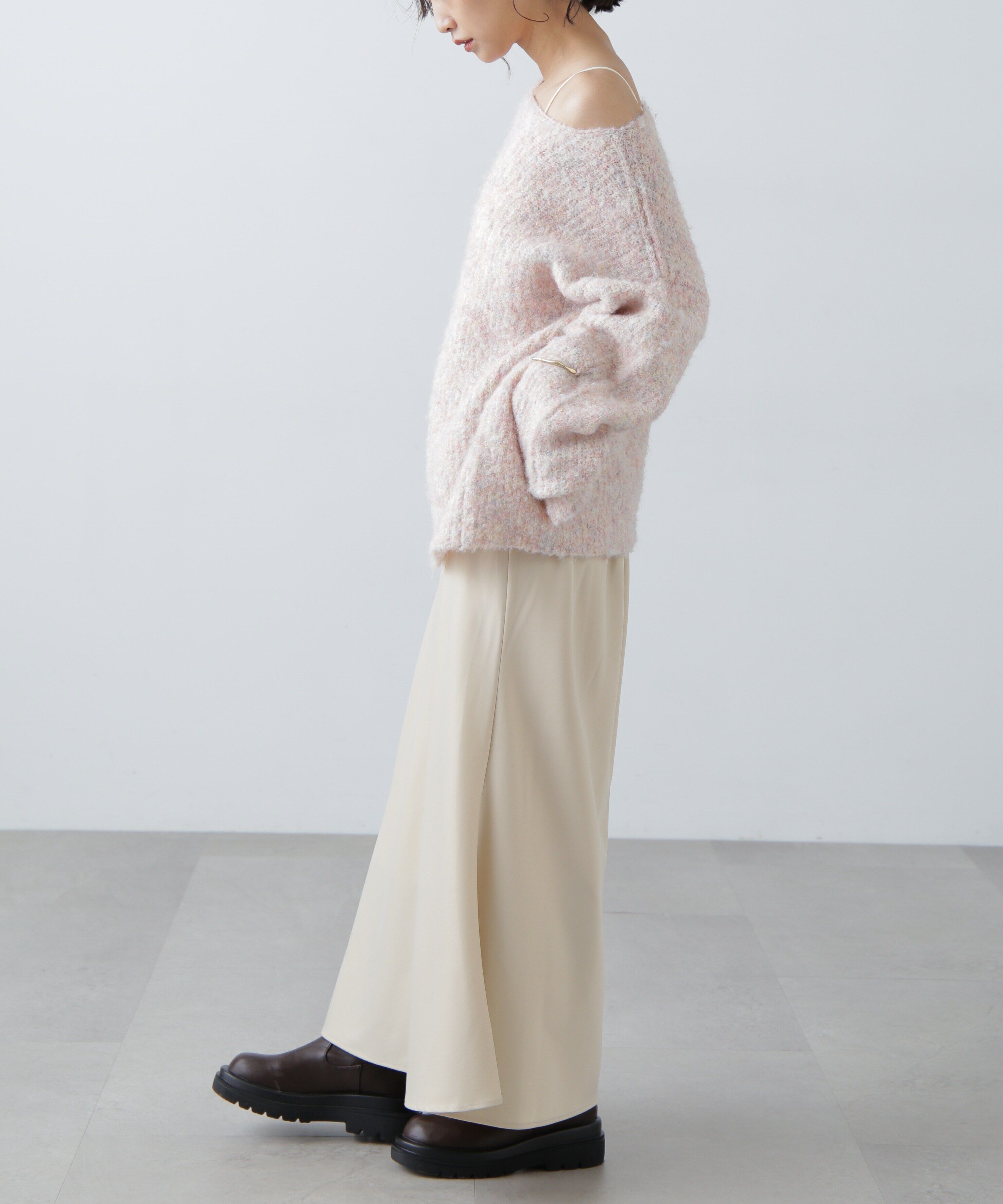  「ラメミックスブークレー畦ニット」|ニット・セーター|