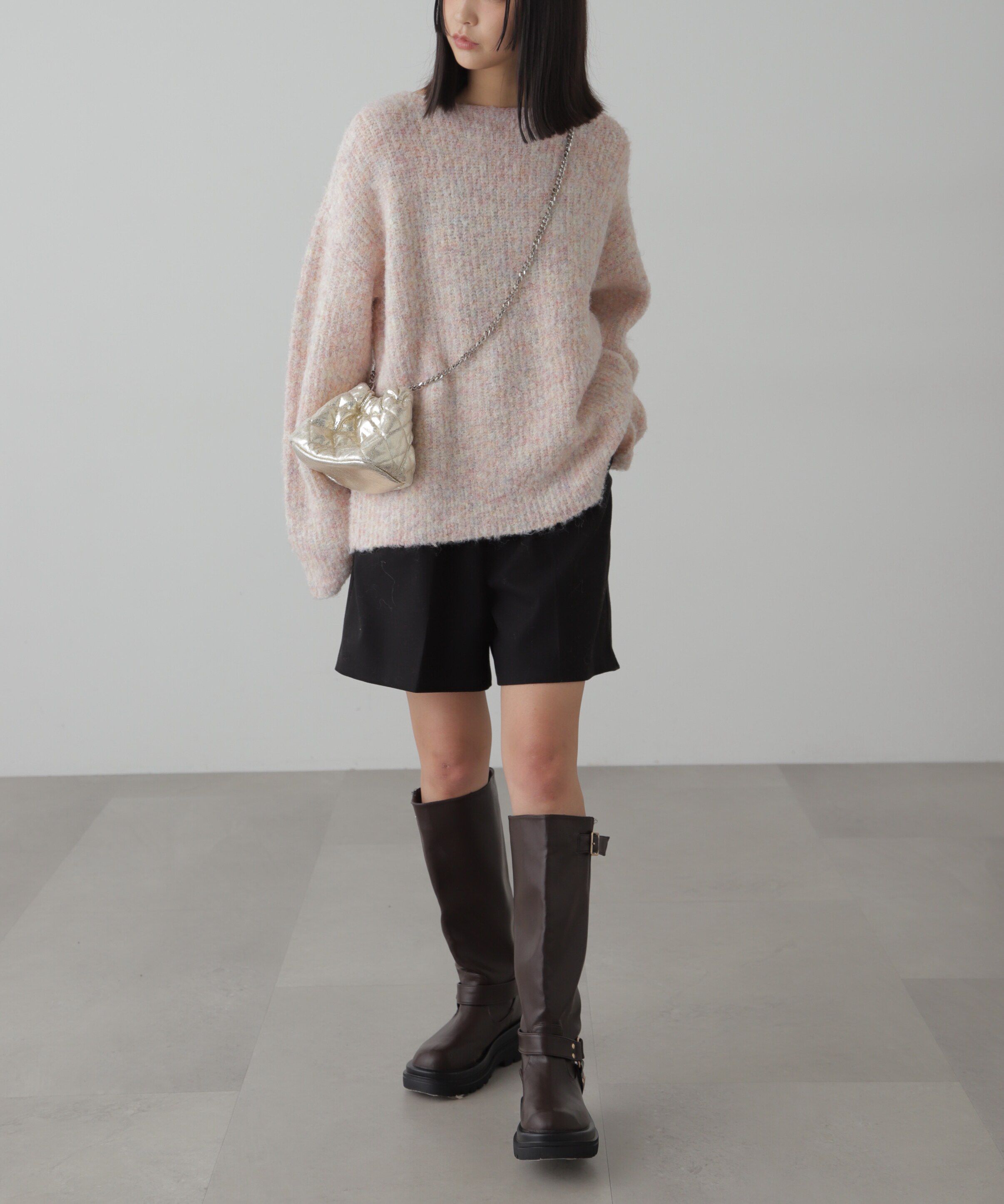  「ラメミックスブークレー畦ニット」|ニット・セーター|