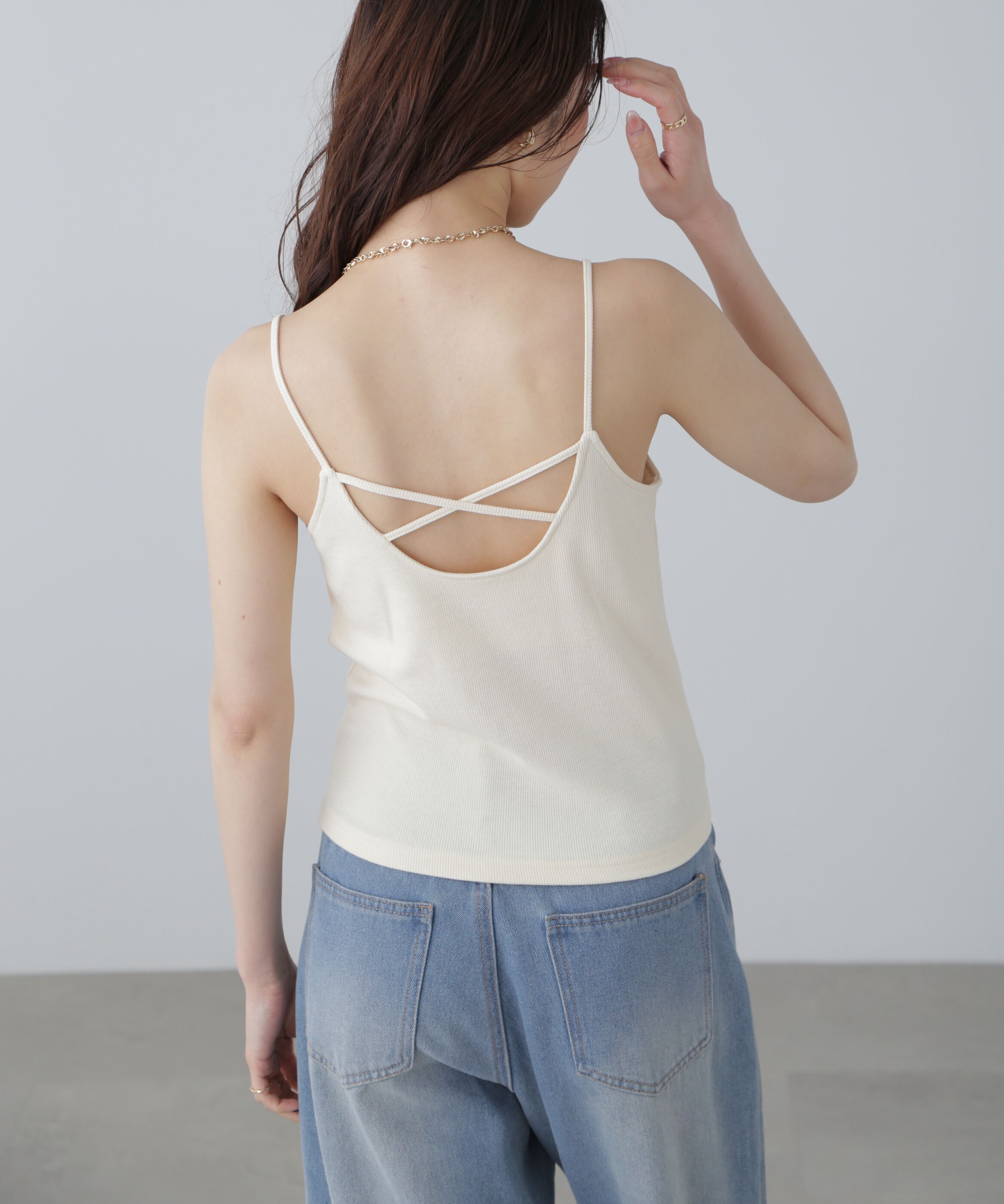  「バッククロスカップ付きキャミソール」|Tシャツ・カットソー|
