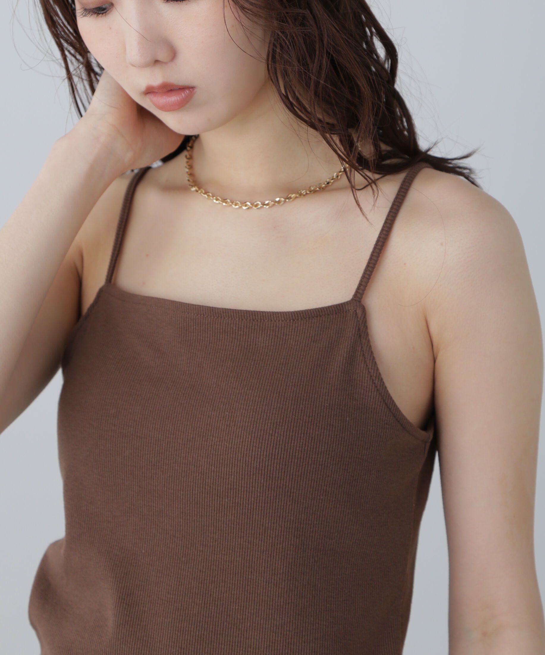  「バッククロスカップ付きキャミソール」|Tシャツ・カットソー|