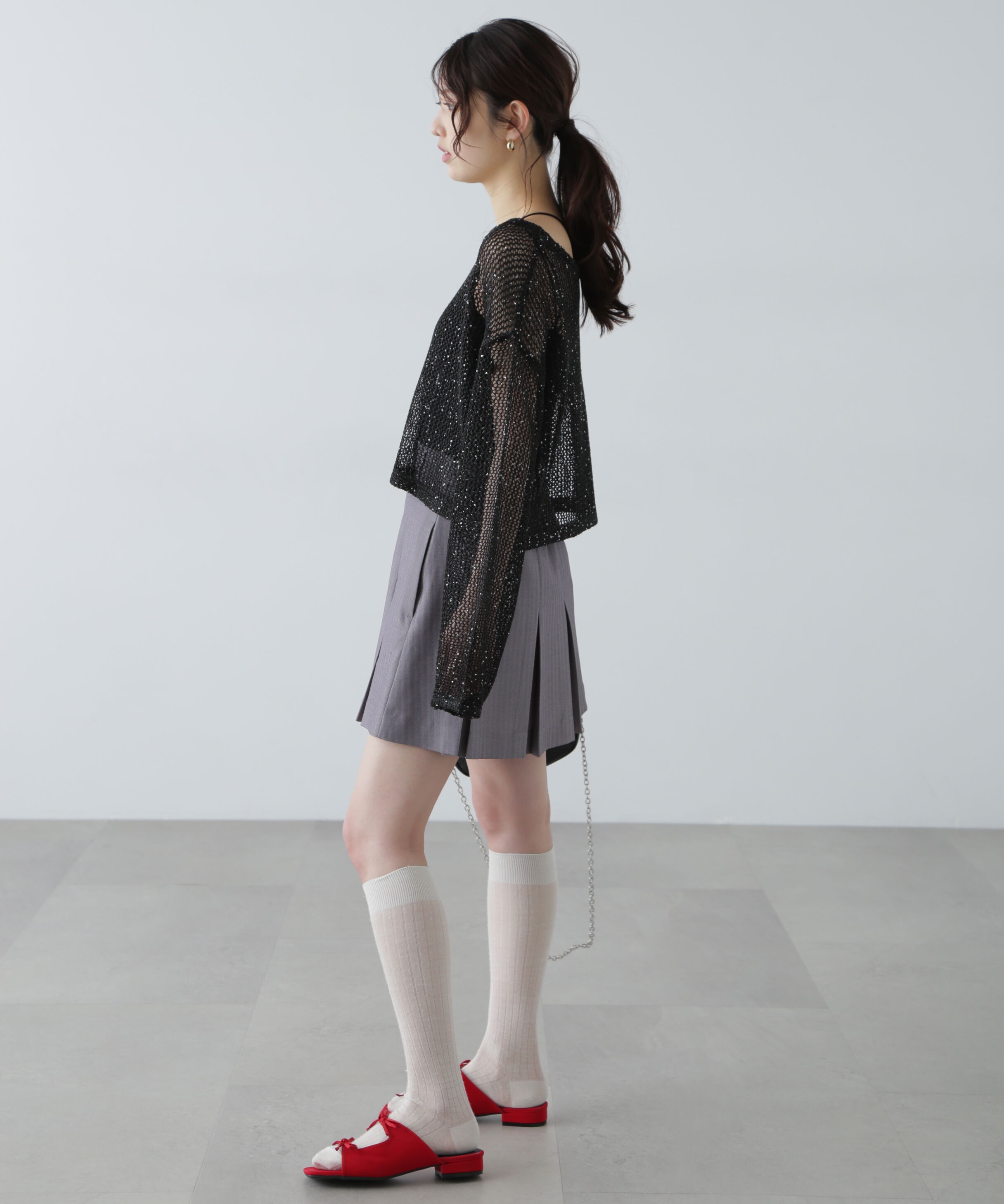  「メッシュスパンコールニット」|ニット・セーター|