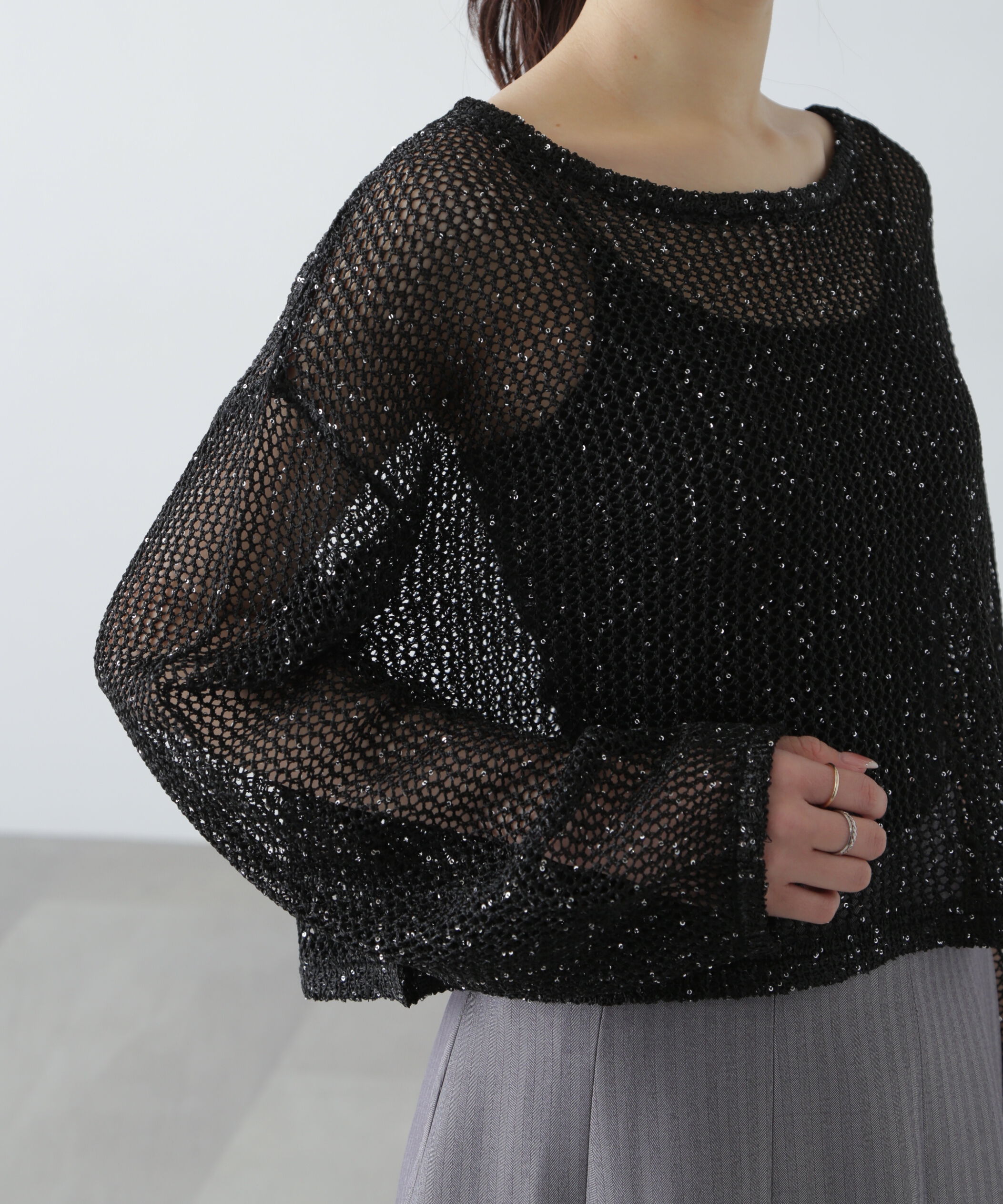  「メッシュスパンコールニット」|ニット・セーター|