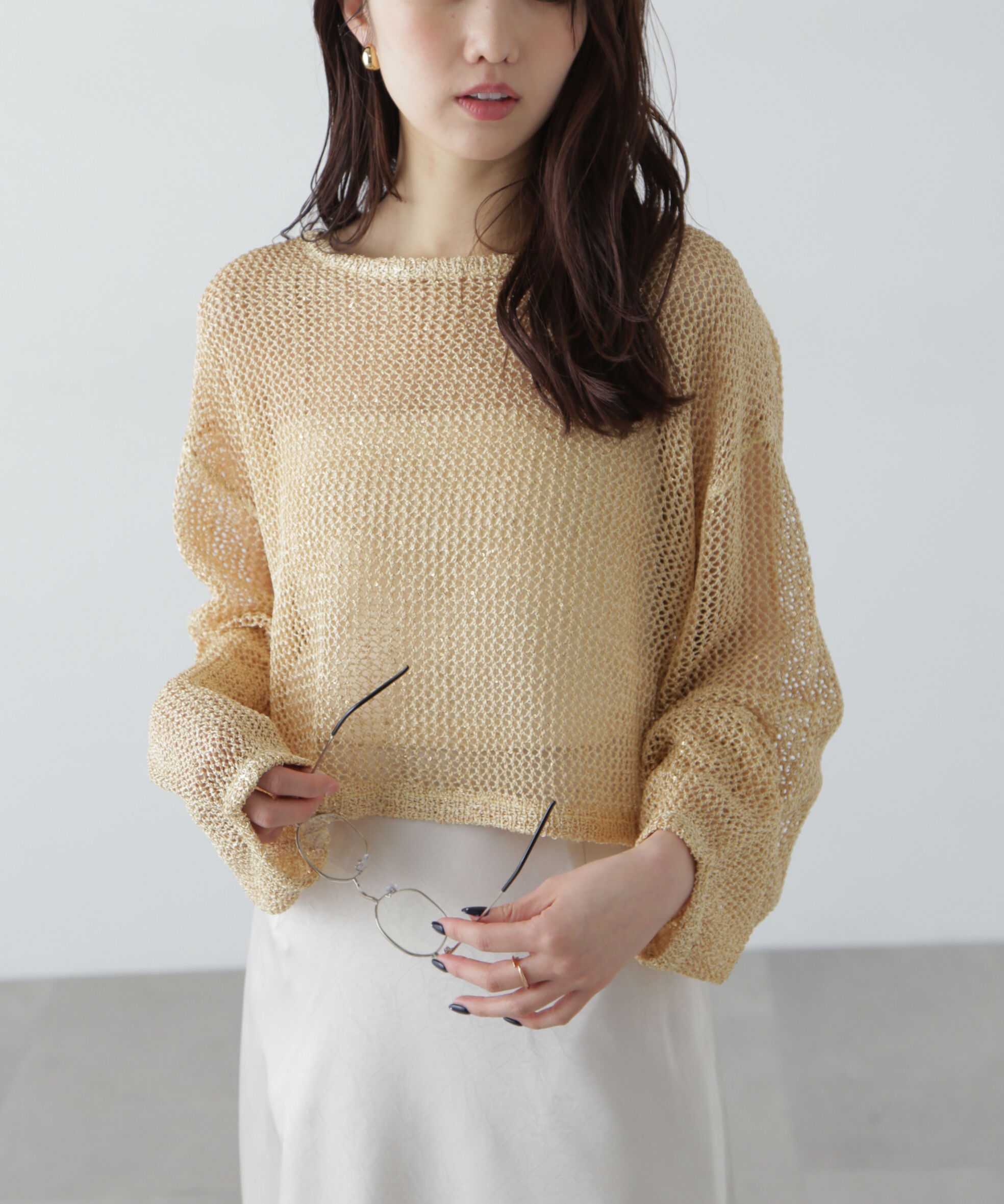  「メッシュスパンコールニット」|ニット・セーター|