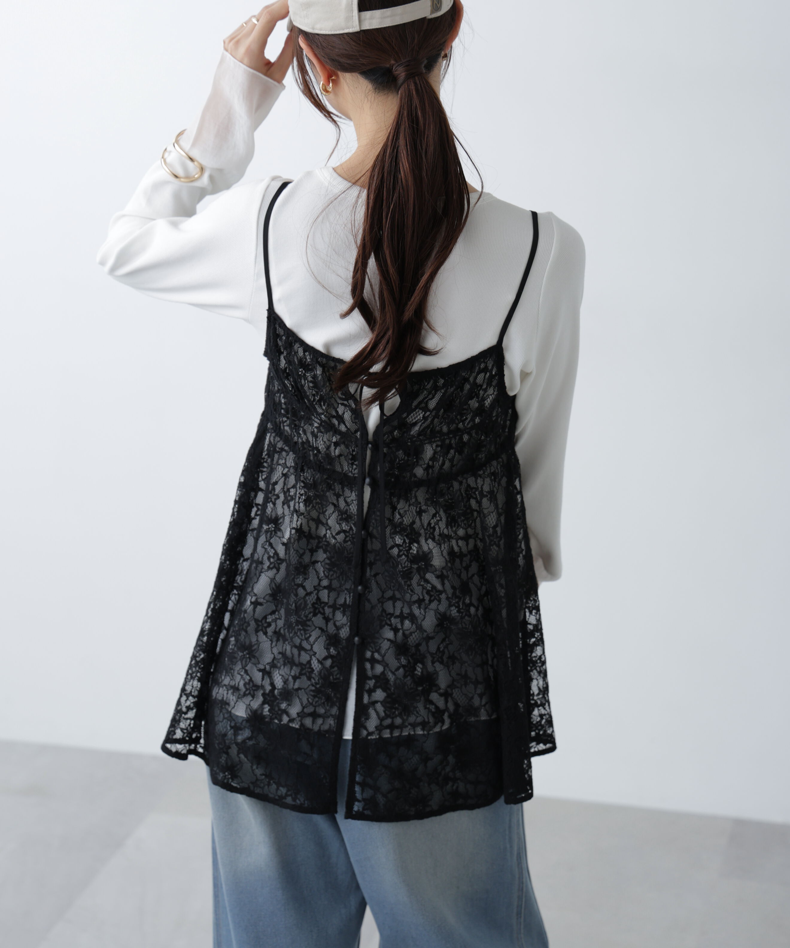  「前後2wayレースチュニックキャミブラウス」|シャツ・ブラウス|