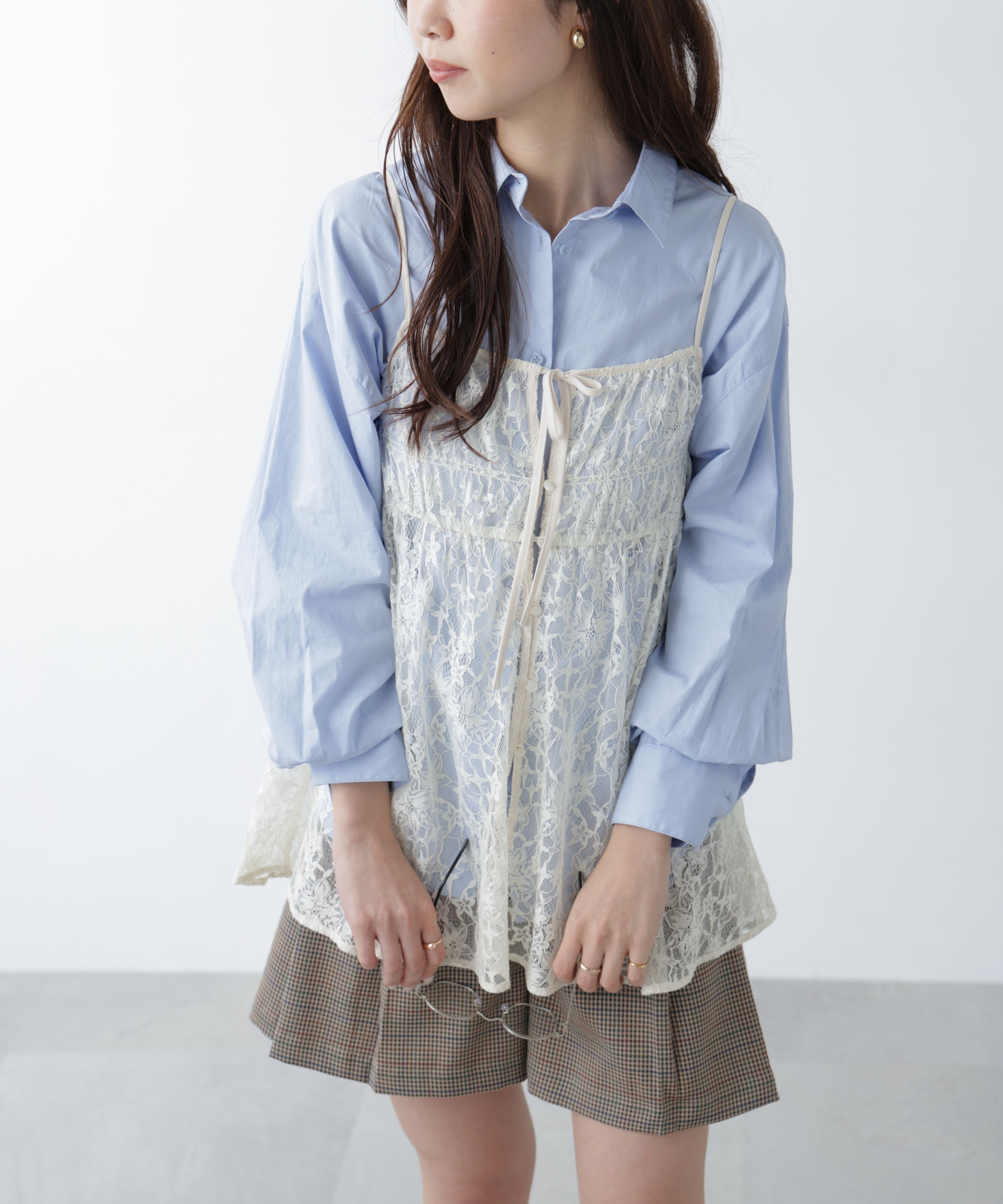  「前後2wayレースチュニックキャミブラウス」|シャツ・ブラウス|