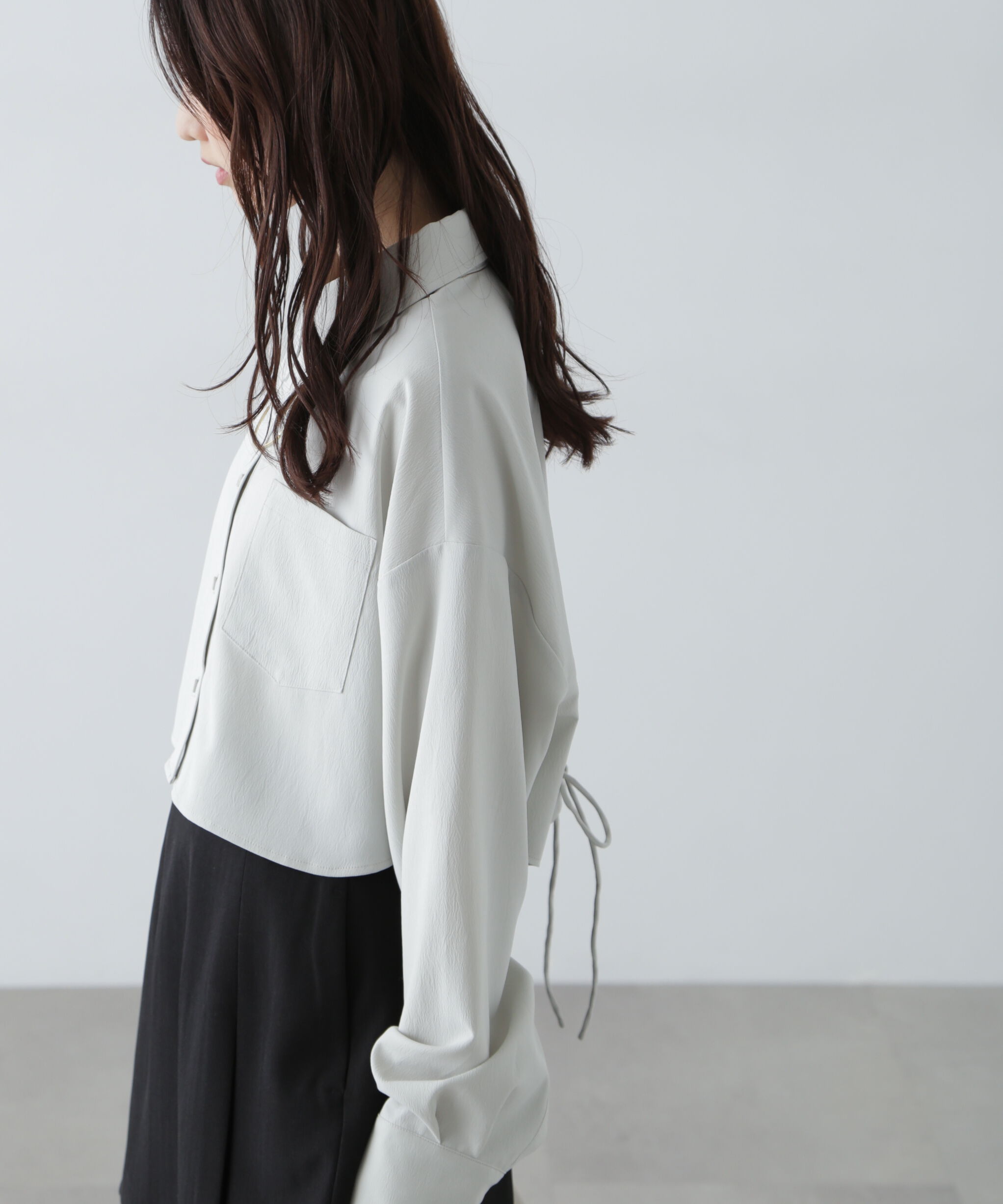  「バックレースアップショート丈シャツ」|シャツ・ブラウス|