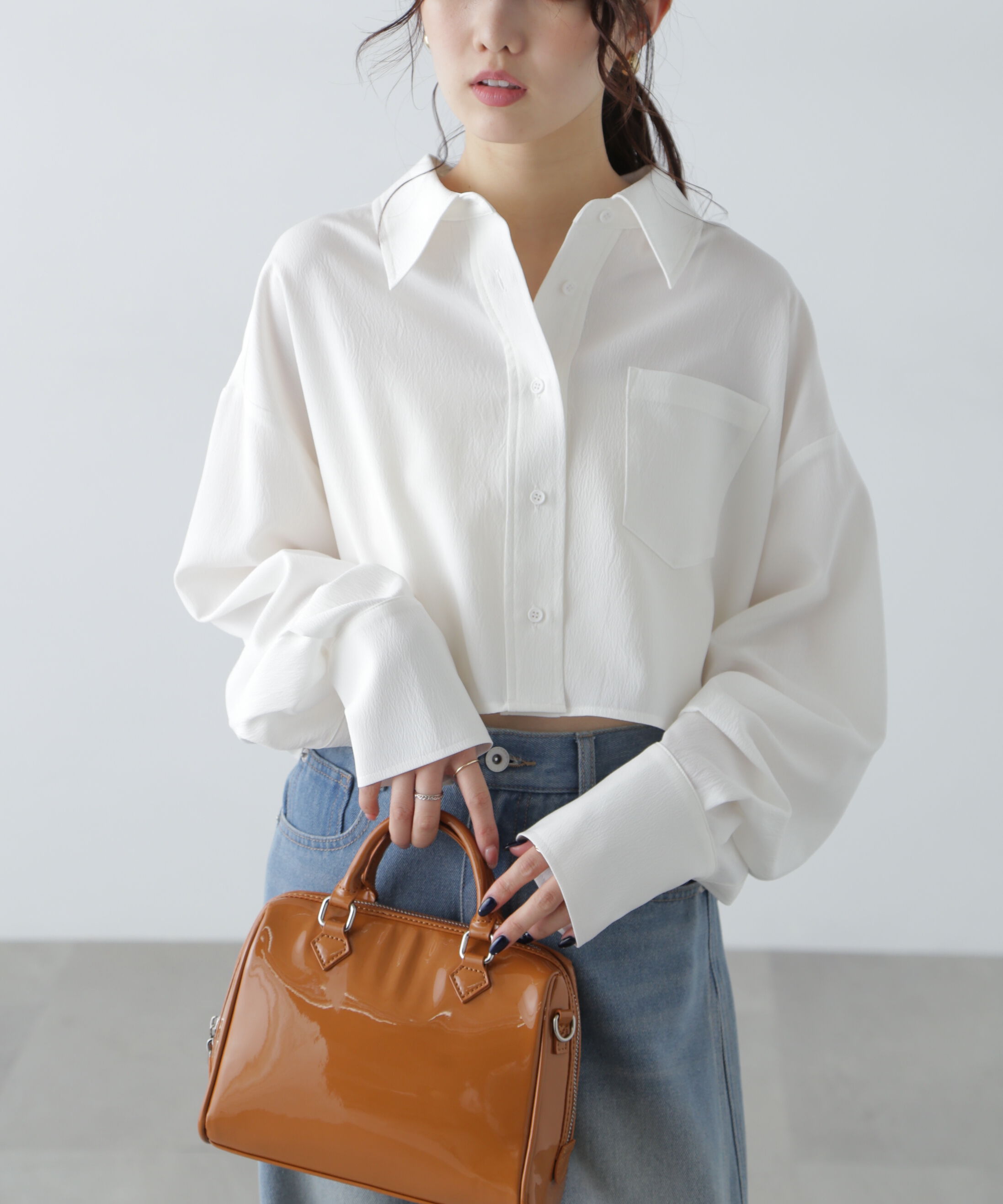  「バックレースアップショート丈シャツ」|シャツ・ブラウス|