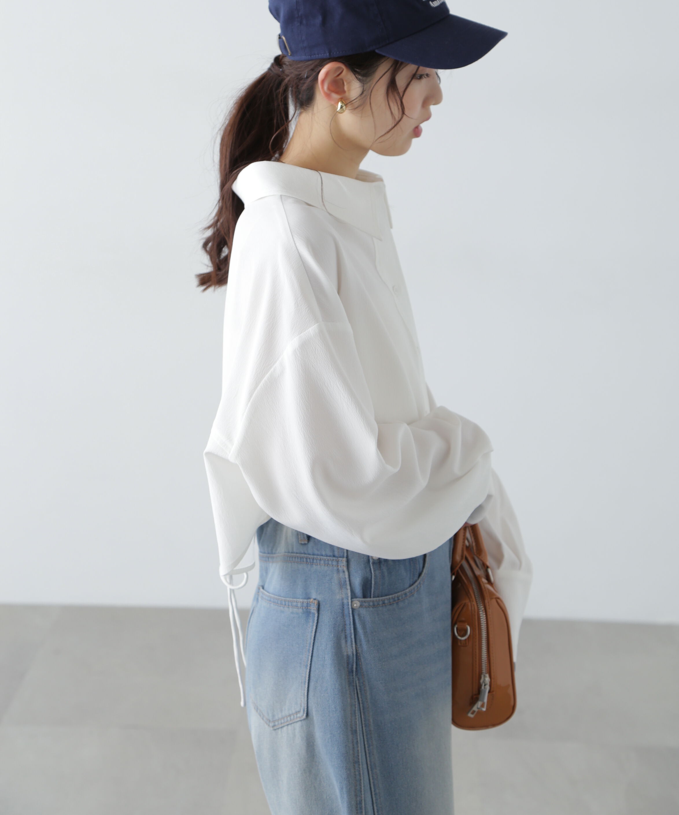  「バックレースアップショート丈シャツ」|シャツ・ブラウス|