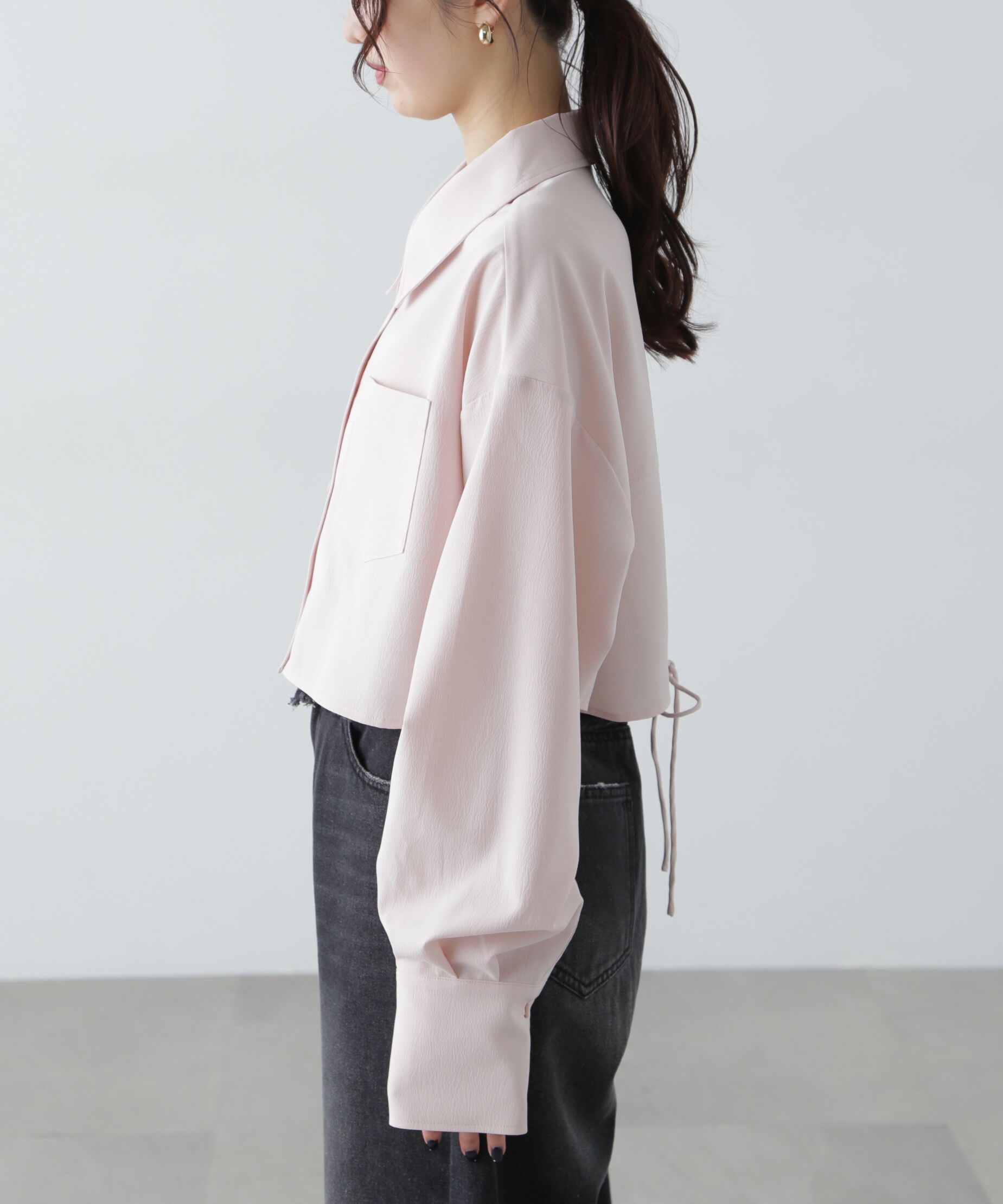  「バックレースアップショート丈シャツ」|シャツ・ブラウス|