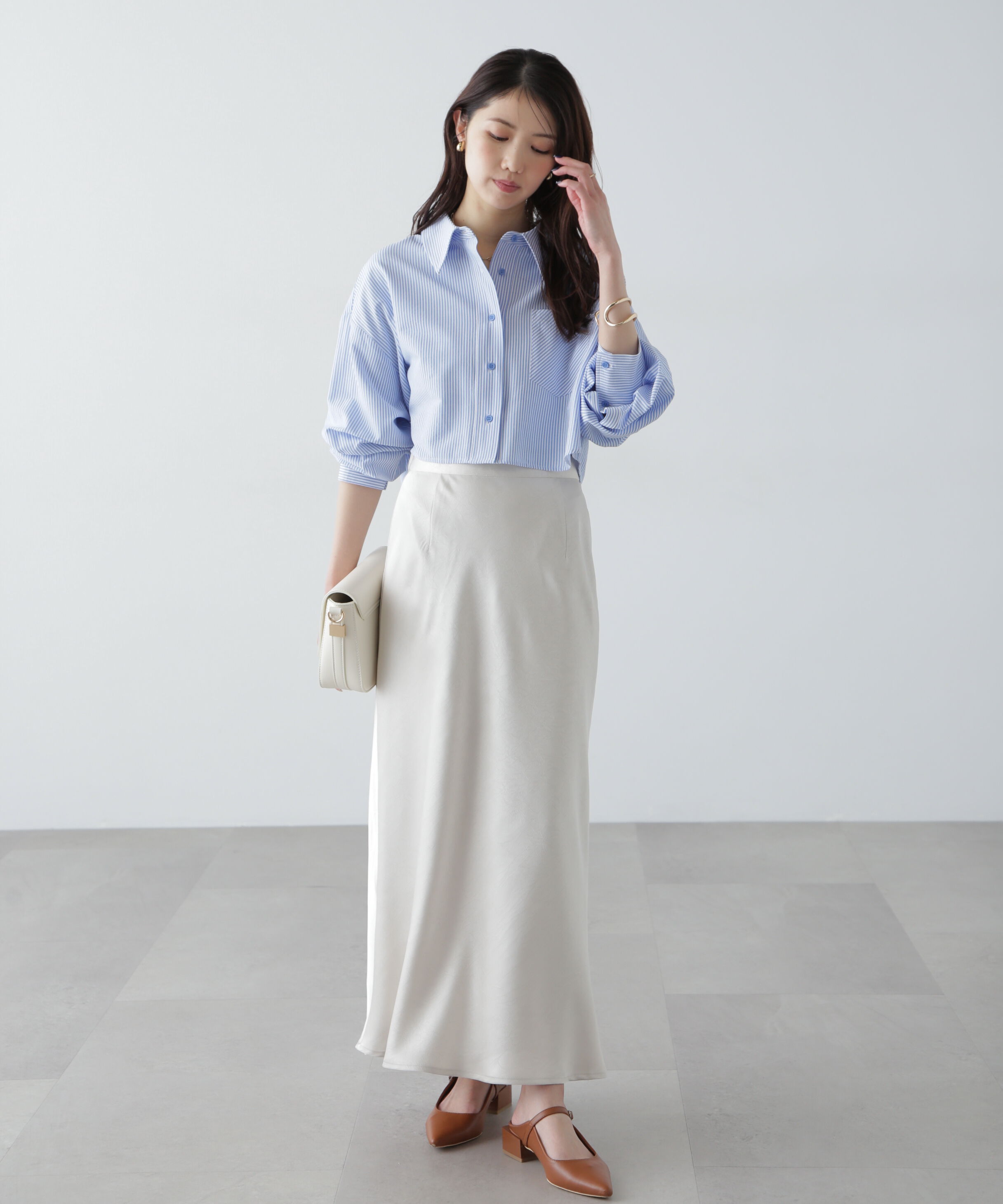  「バックレースアップショート丈シャツ」|シャツ・ブラウス|