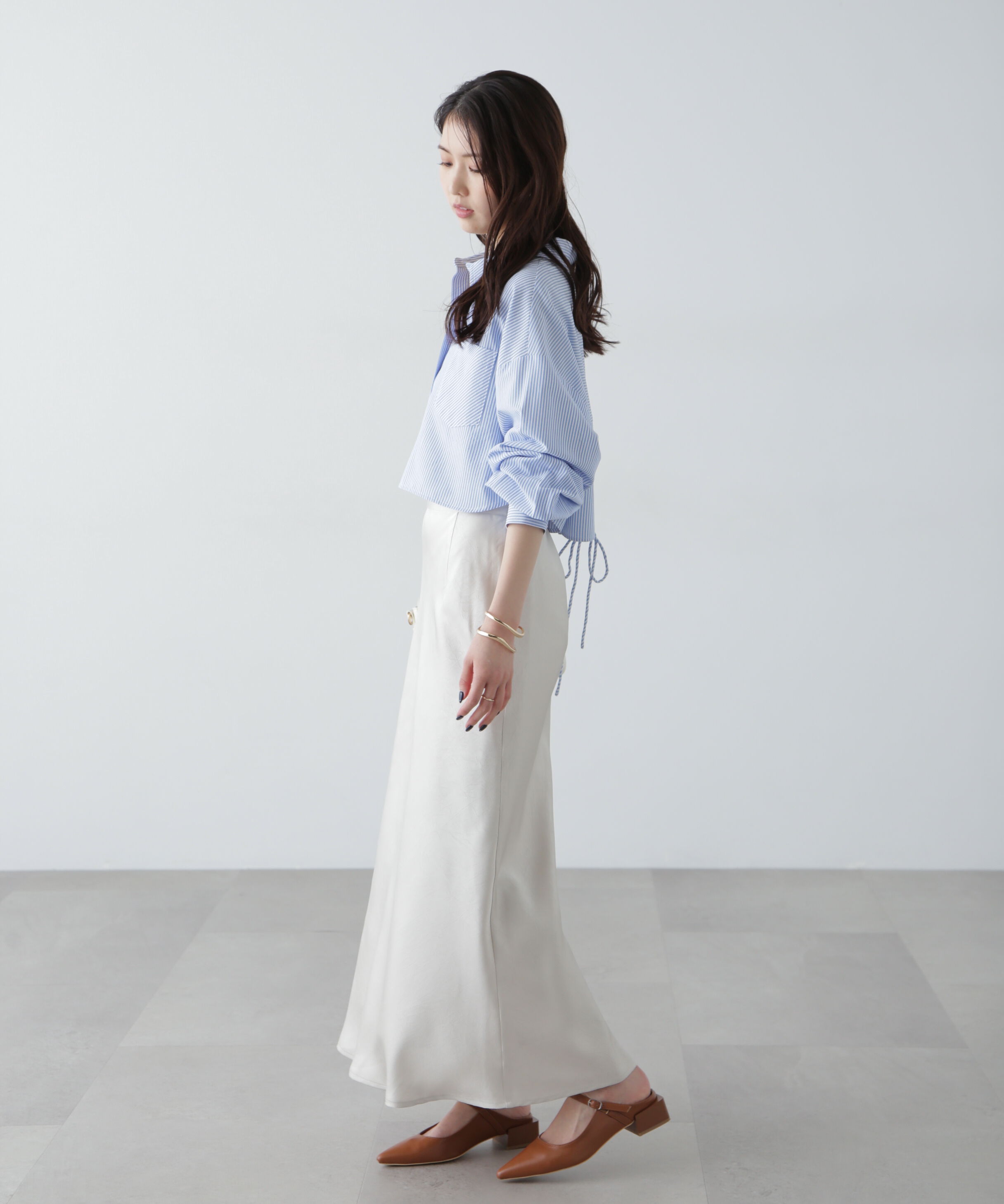  「バックレースアップショート丈シャツ」|シャツ・ブラウス|