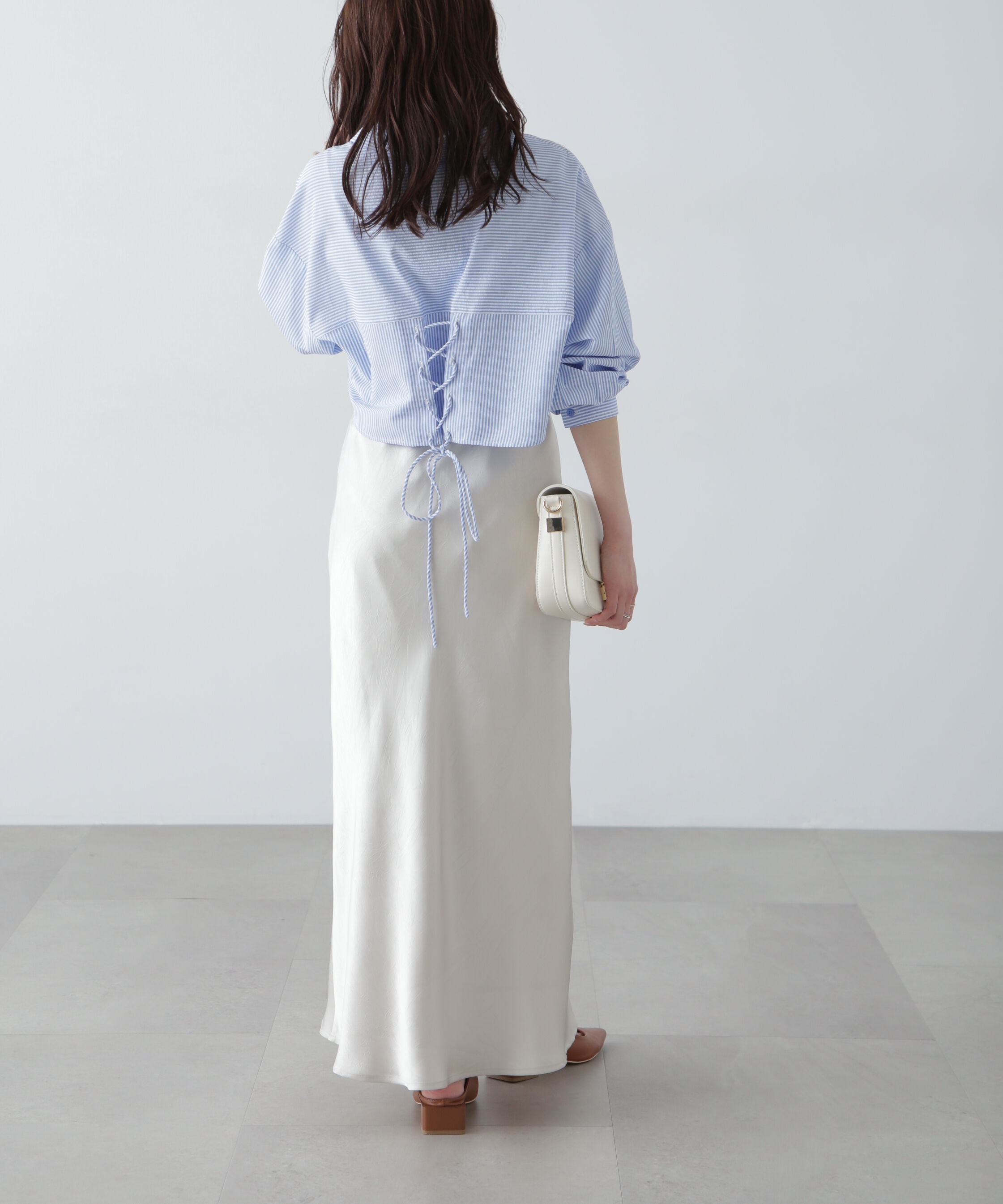  「バックレースアップショート丈シャツ」|シャツ・ブラウス|