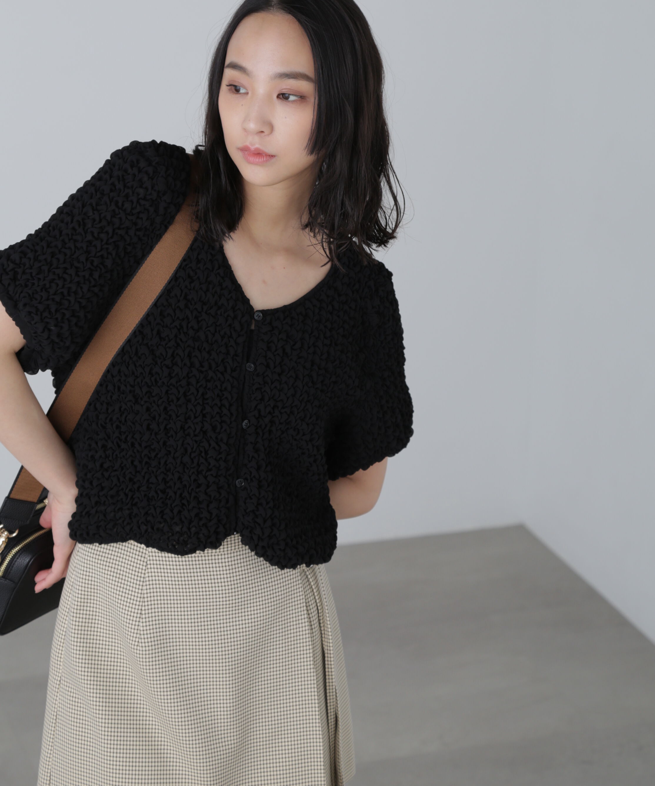  「前後2wayポコポコクロップドブラウス」|シャツ・ブラウス|