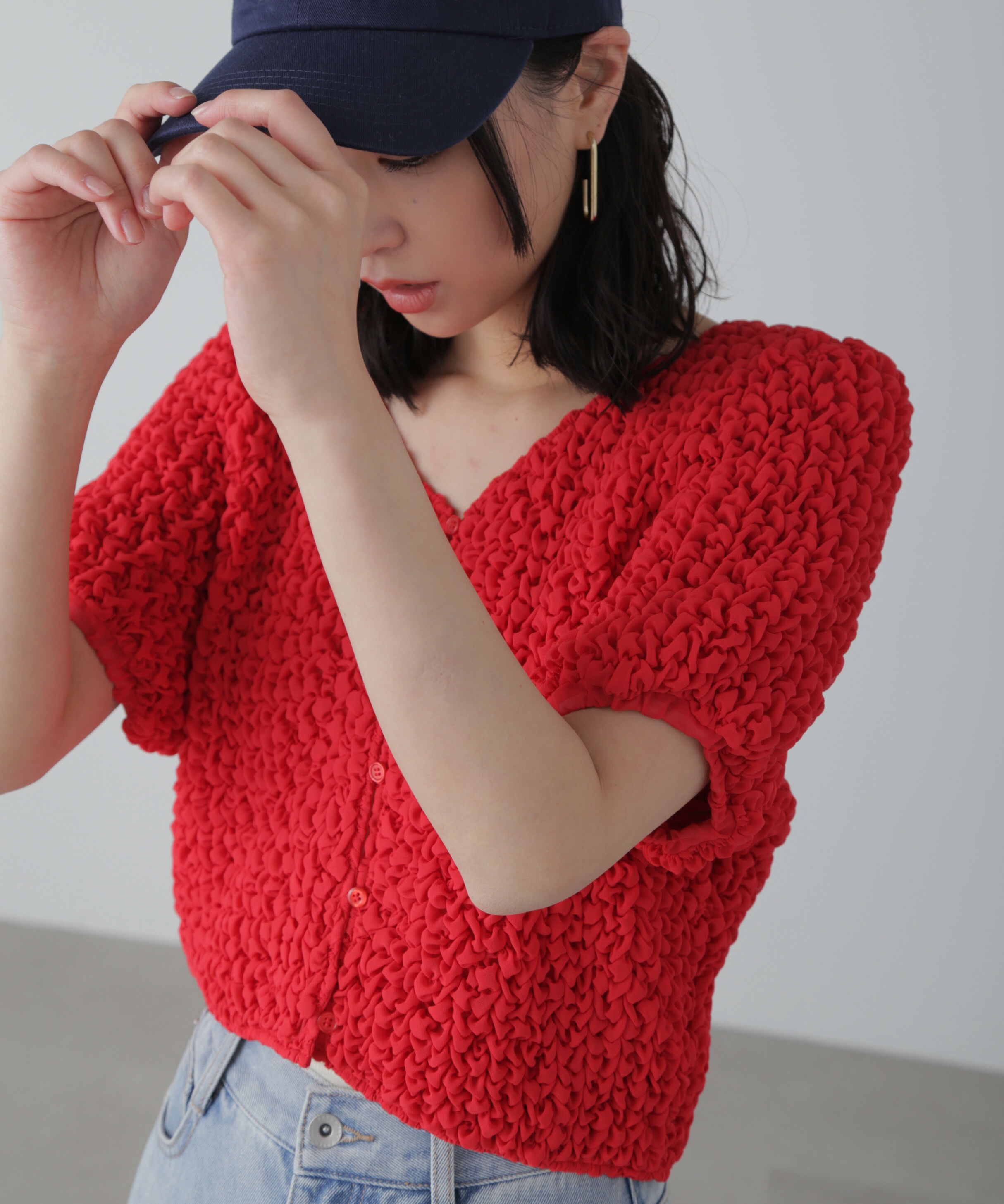  「前後2wayポコポコクロップドブラウス」|シャツ・ブラウス|