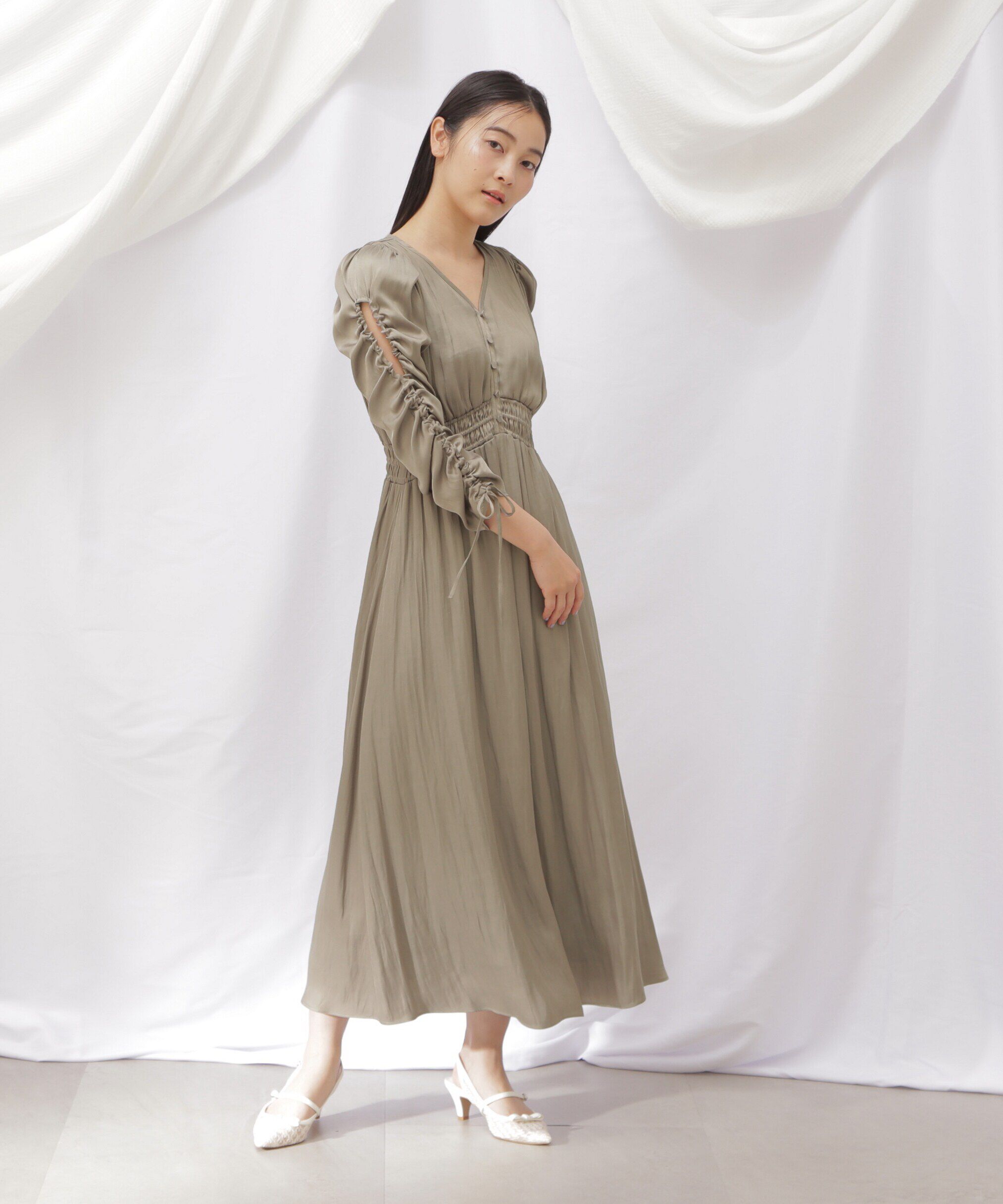  「◇ビッグフラワーシャーリングワンピース　WEB限定カラー：レッド」|ワンピース|