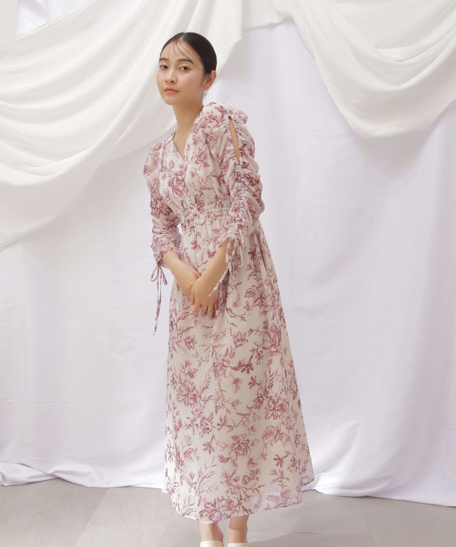  「◇ビッグフラワーシャーリングワンピース　WEB限定カラー：レッド」|ワンピース|