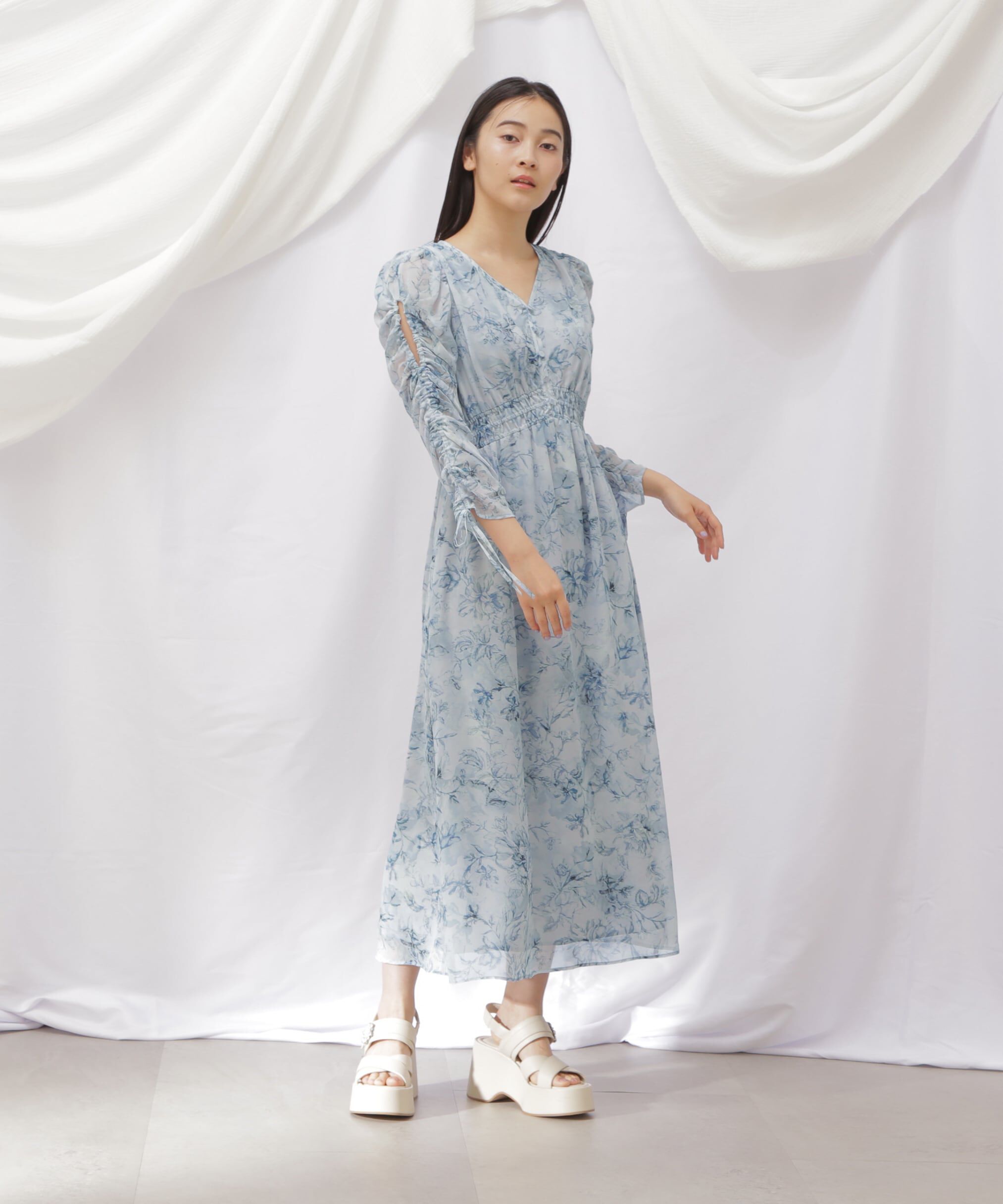  「◇ビッグフラワーシャーリングワンピース　WEB限定カラー：レッド」|ワンピース|