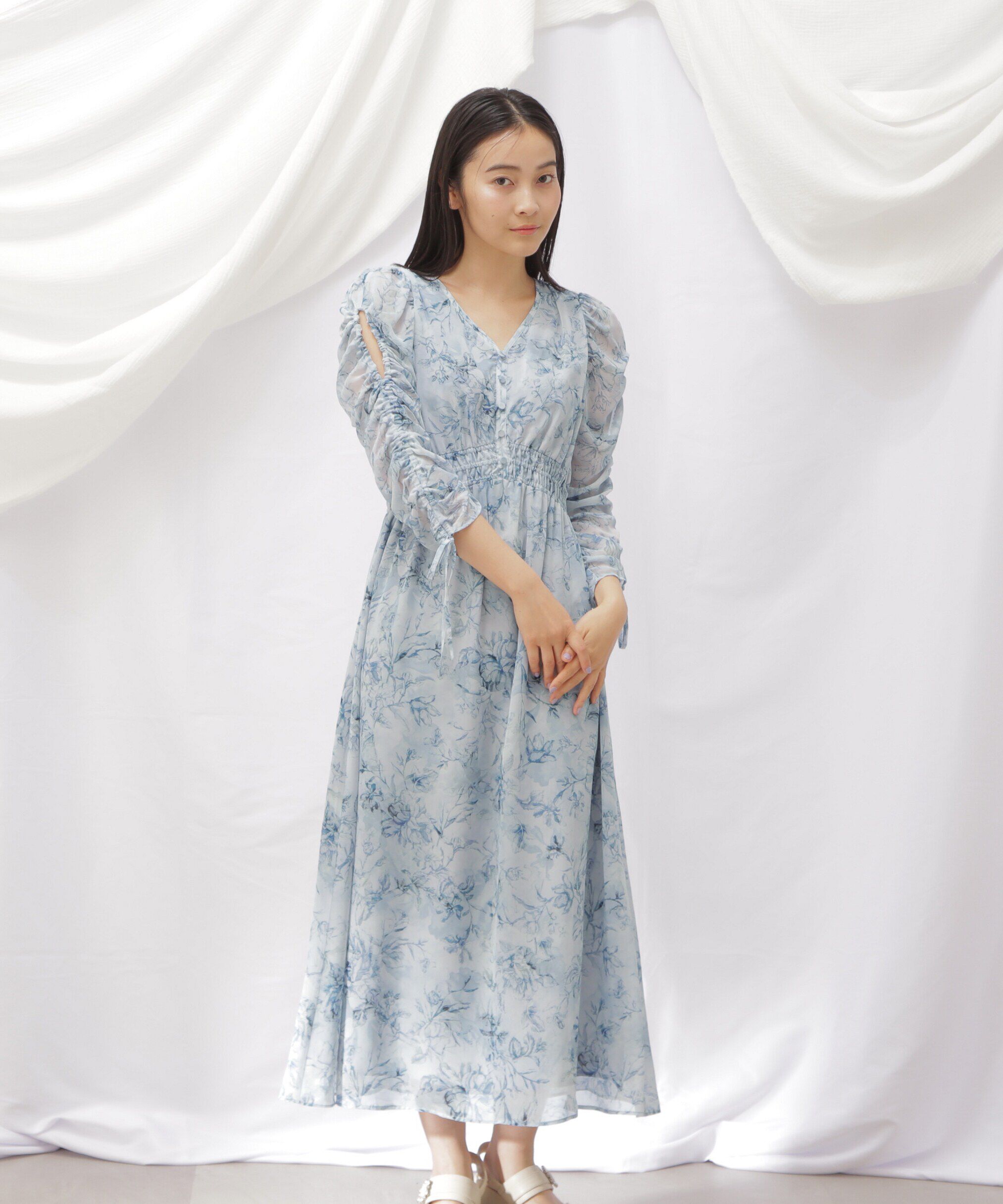  「◇ビッグフラワーシャーリングワンピース　WEB限定カラー：レッド」|ワンピース|