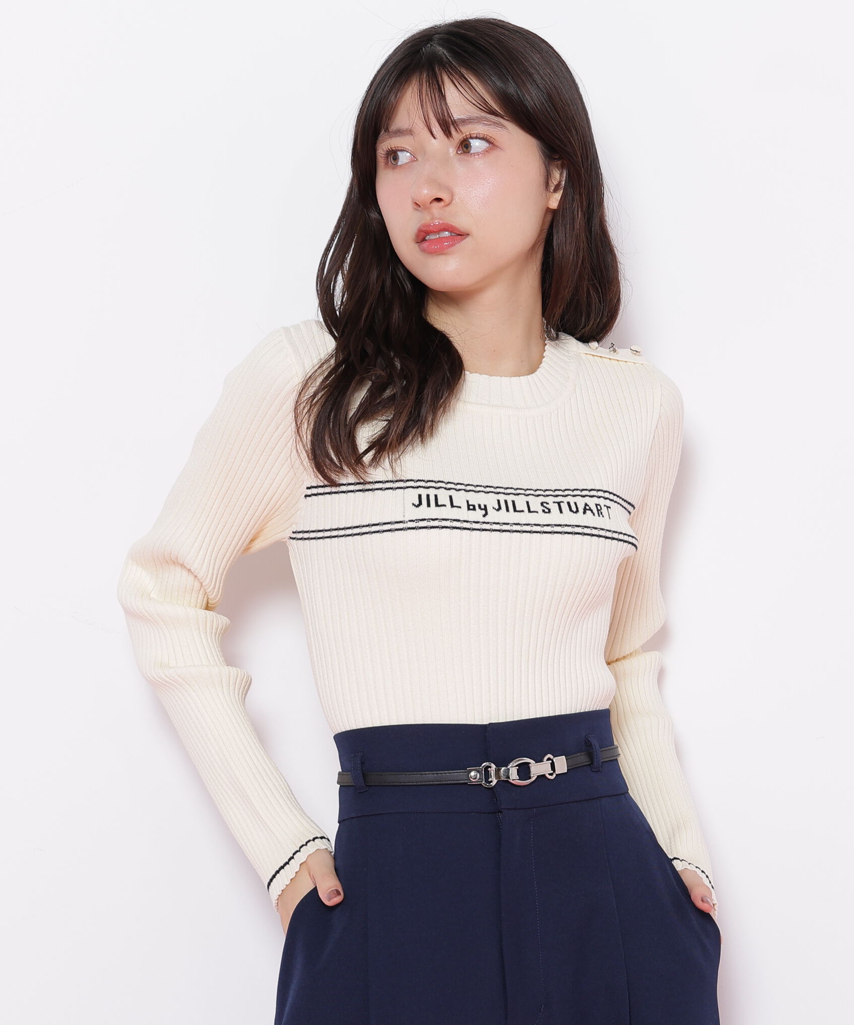  「コンパクト配色ロゴニット」|ニット・セーター|