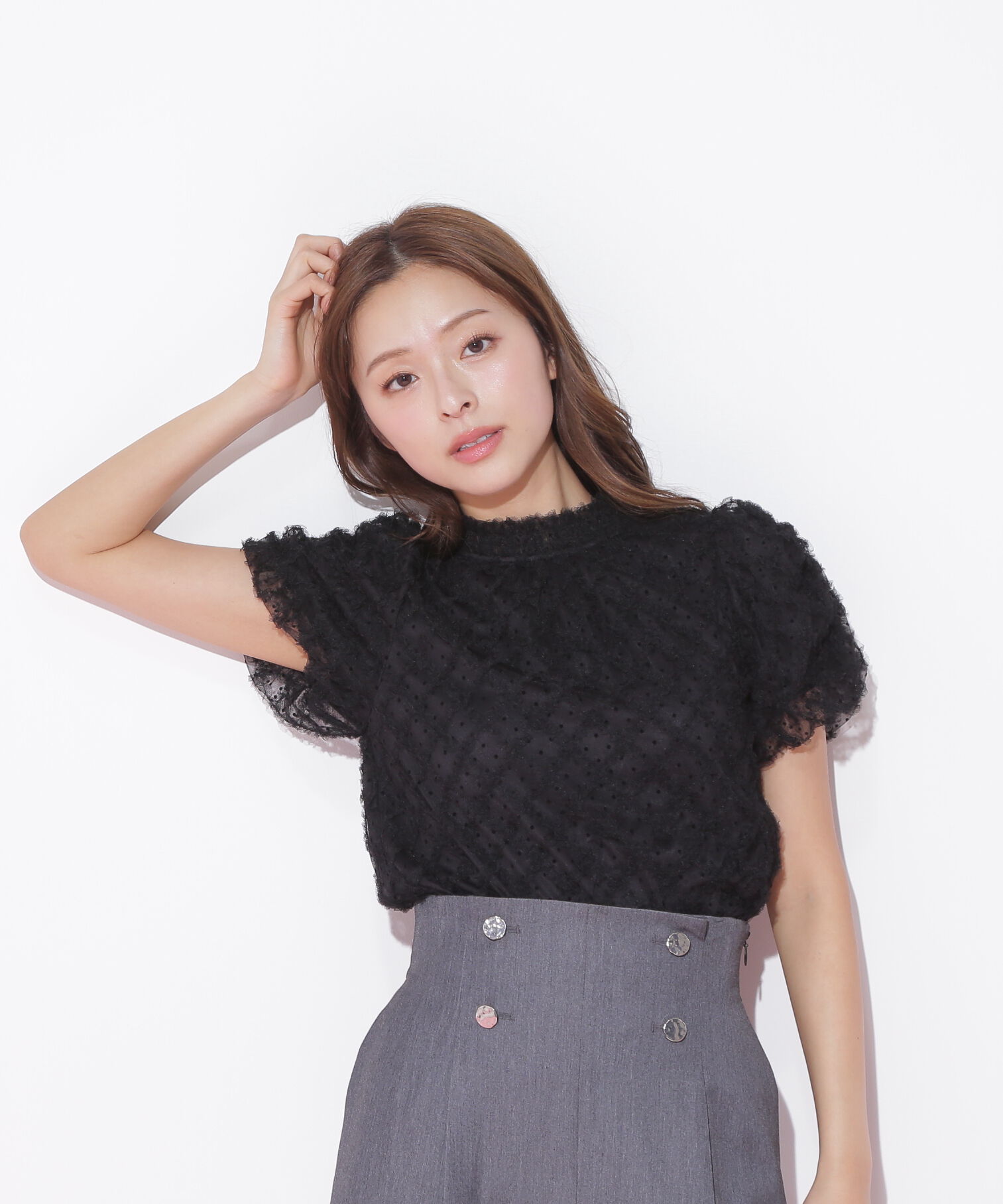  「バルーン袖レースブラウス」|シャツ・ブラウス|