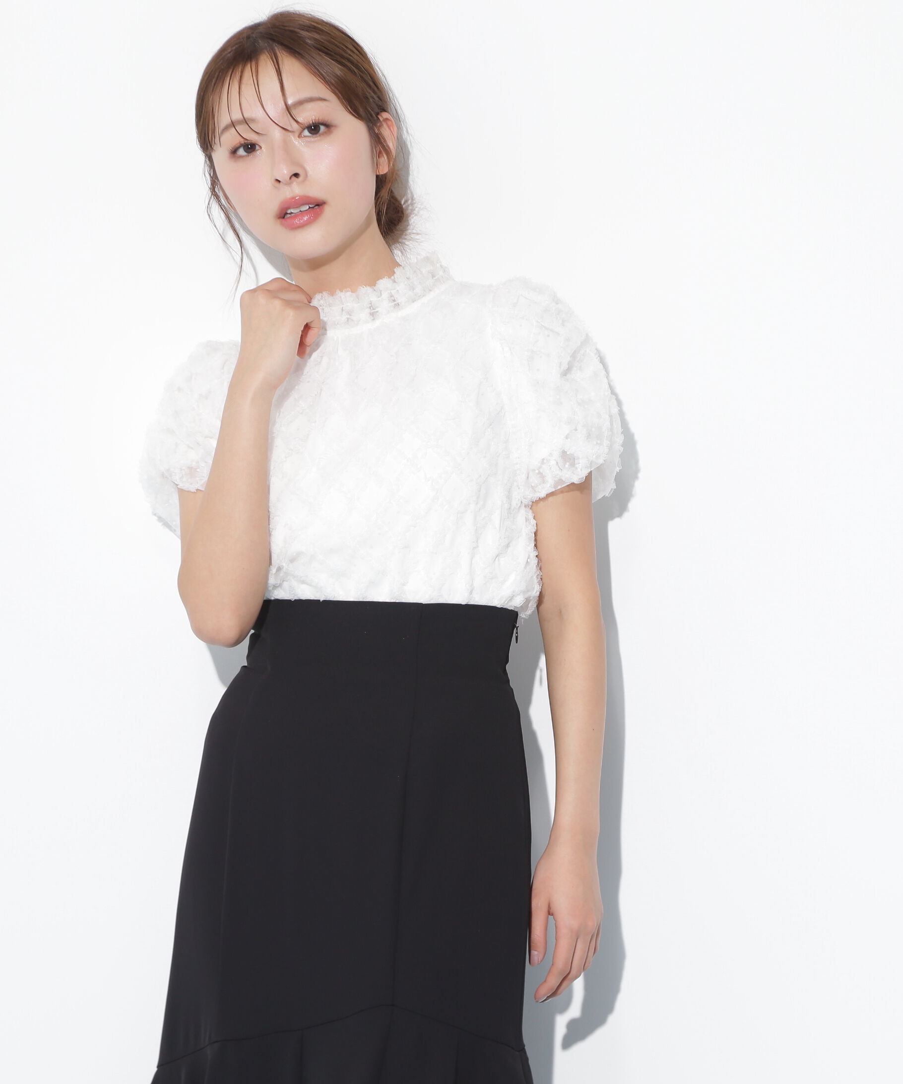  「バルーン袖レースブラウス」|シャツ・ブラウス|