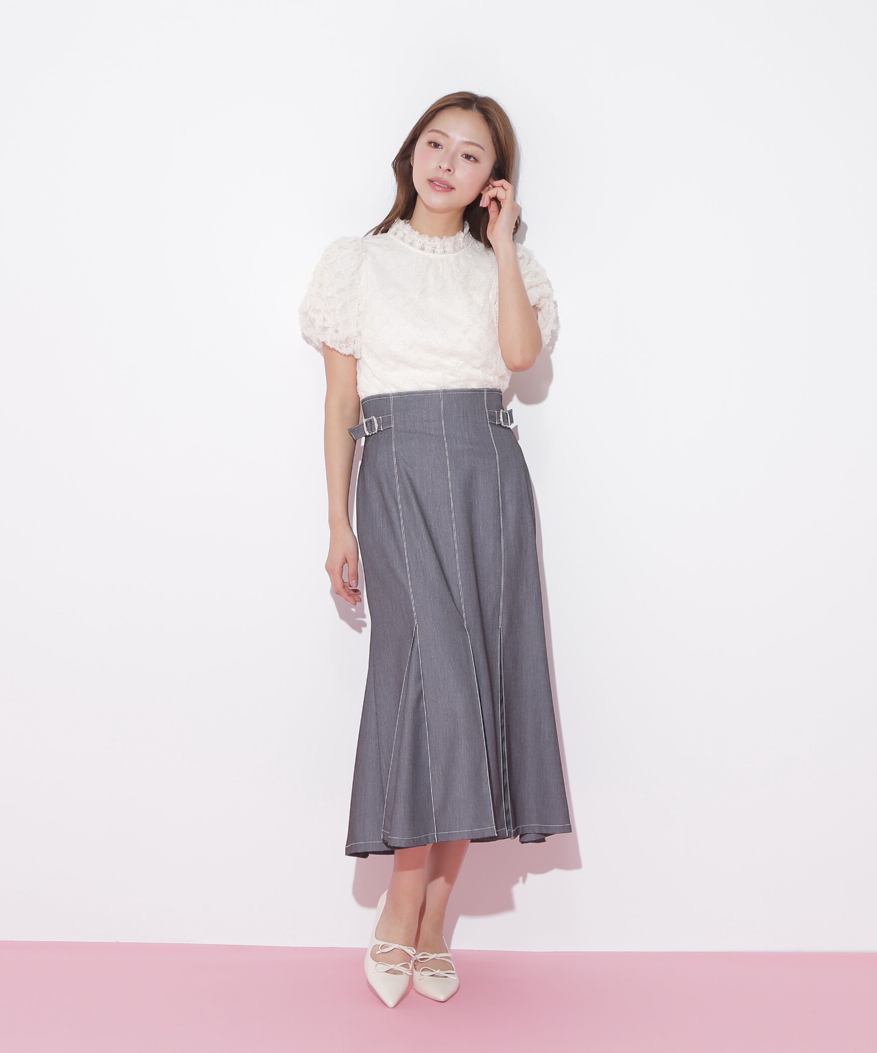  「バルーン袖レースブラウス」|シャツ・ブラウス|