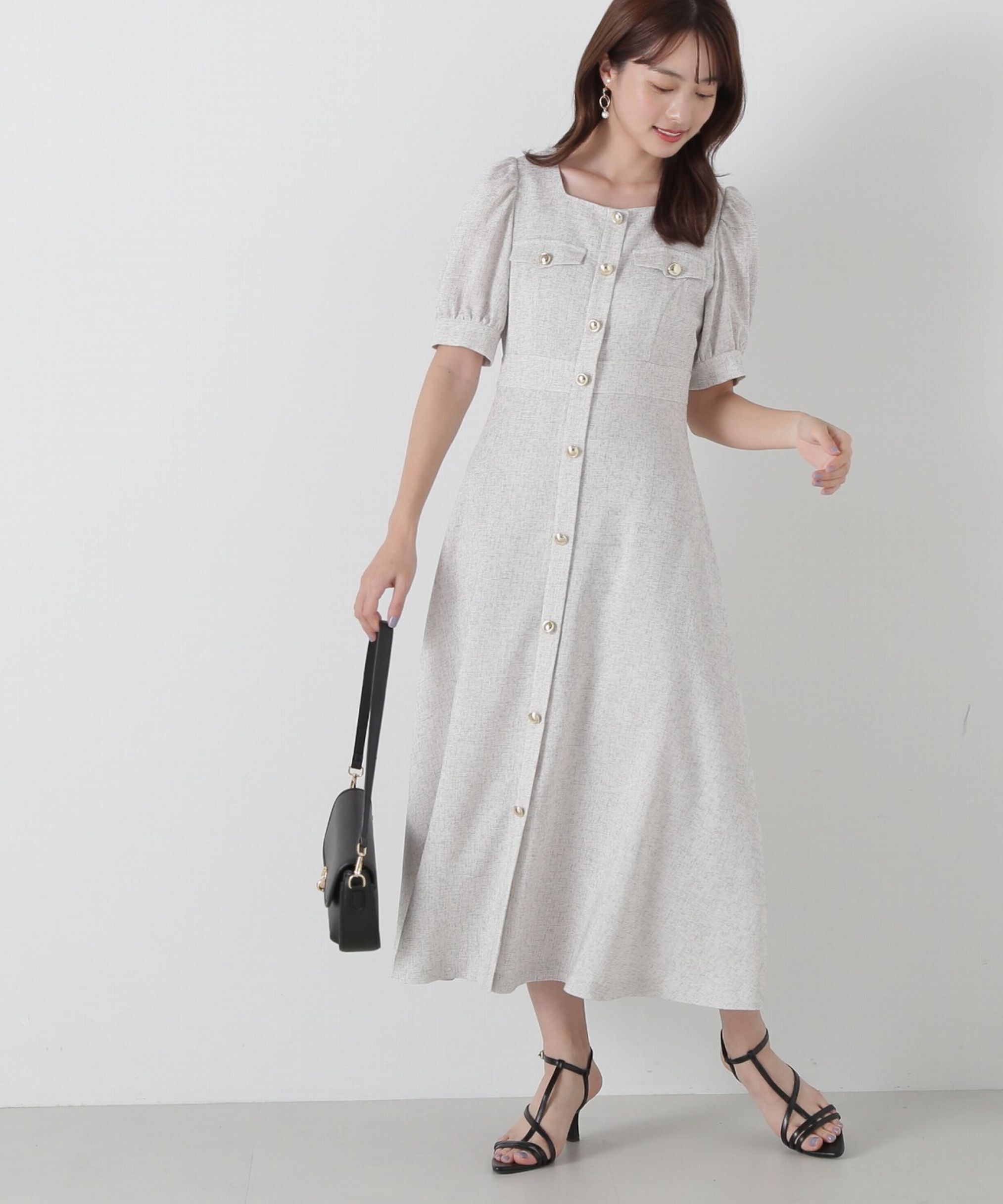 PROPORTION BODY DRESSING「フロント釦スクエアネックワンピース」|ワンピース|