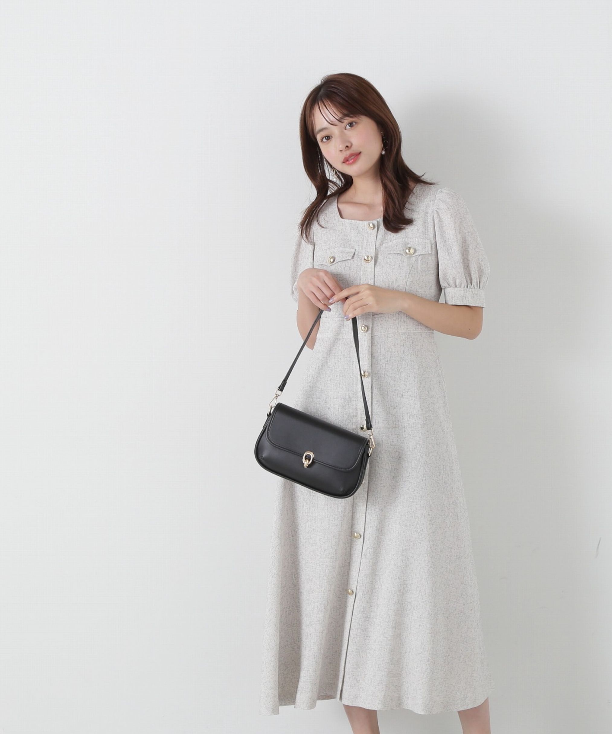 PROPORTION BODY DRESSING「フロント釦スクエアネックワンピース」|ワンピース|