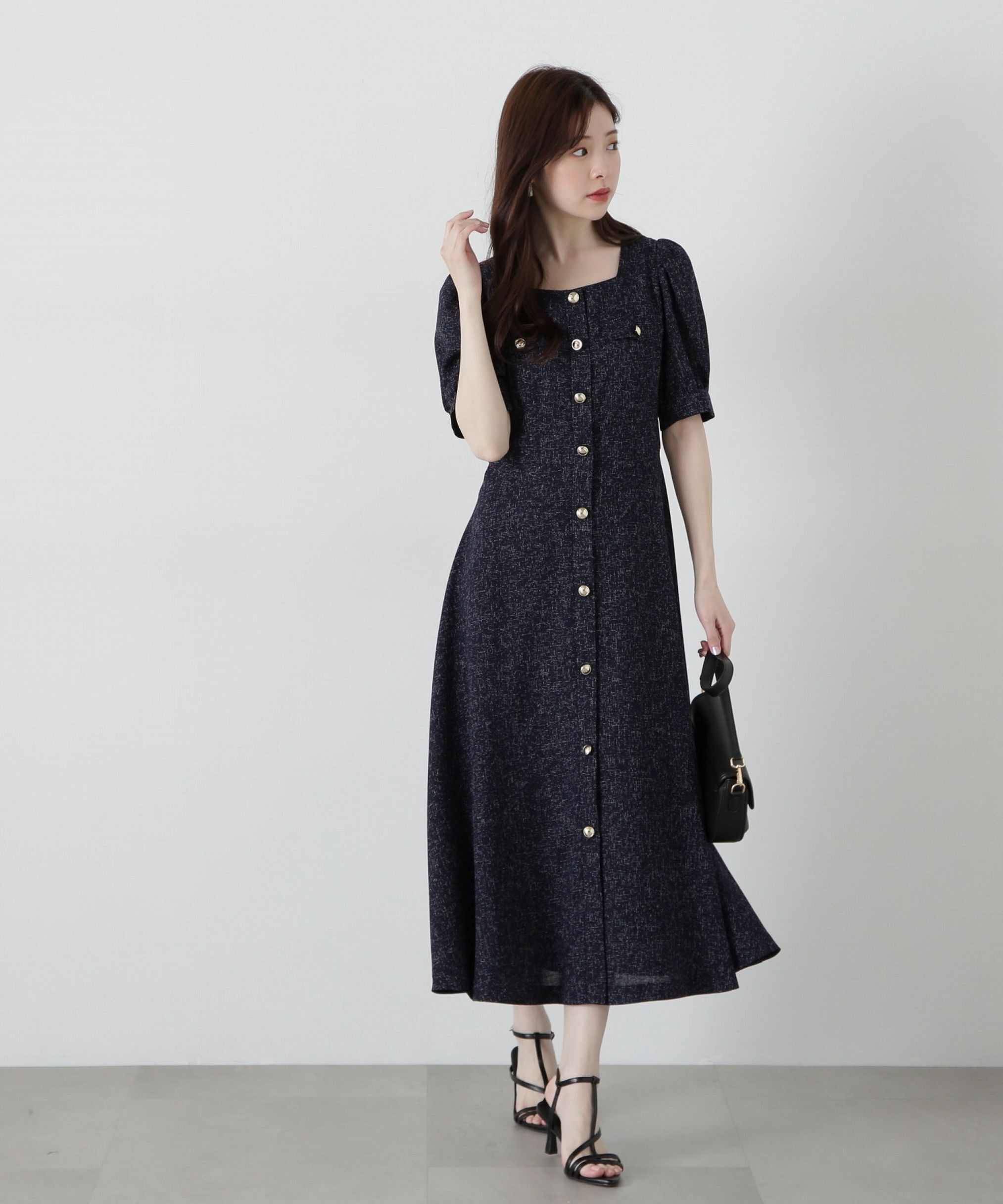 PROPORTION BODY DRESSING「フロント釦スクエアネックワンピース」|ワンピース|