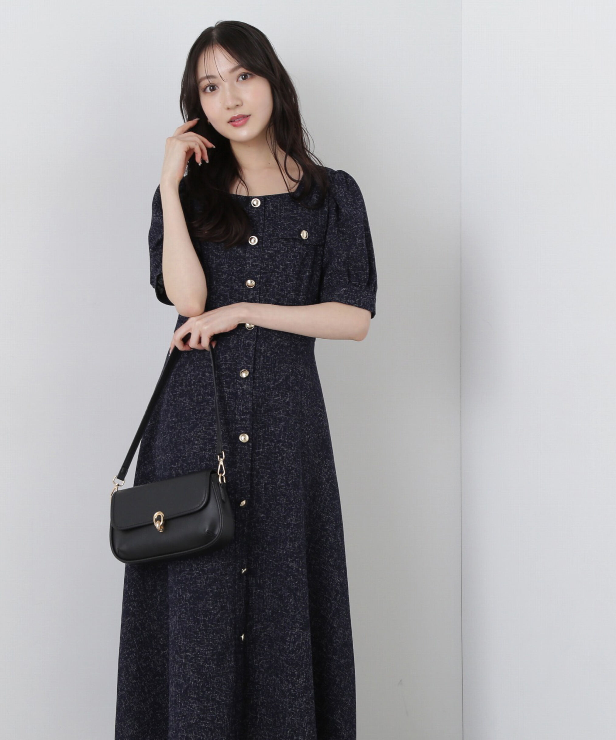 PROPORTION BODY DRESSING「フロント釦スクエアネックワンピース」|ワンピース|