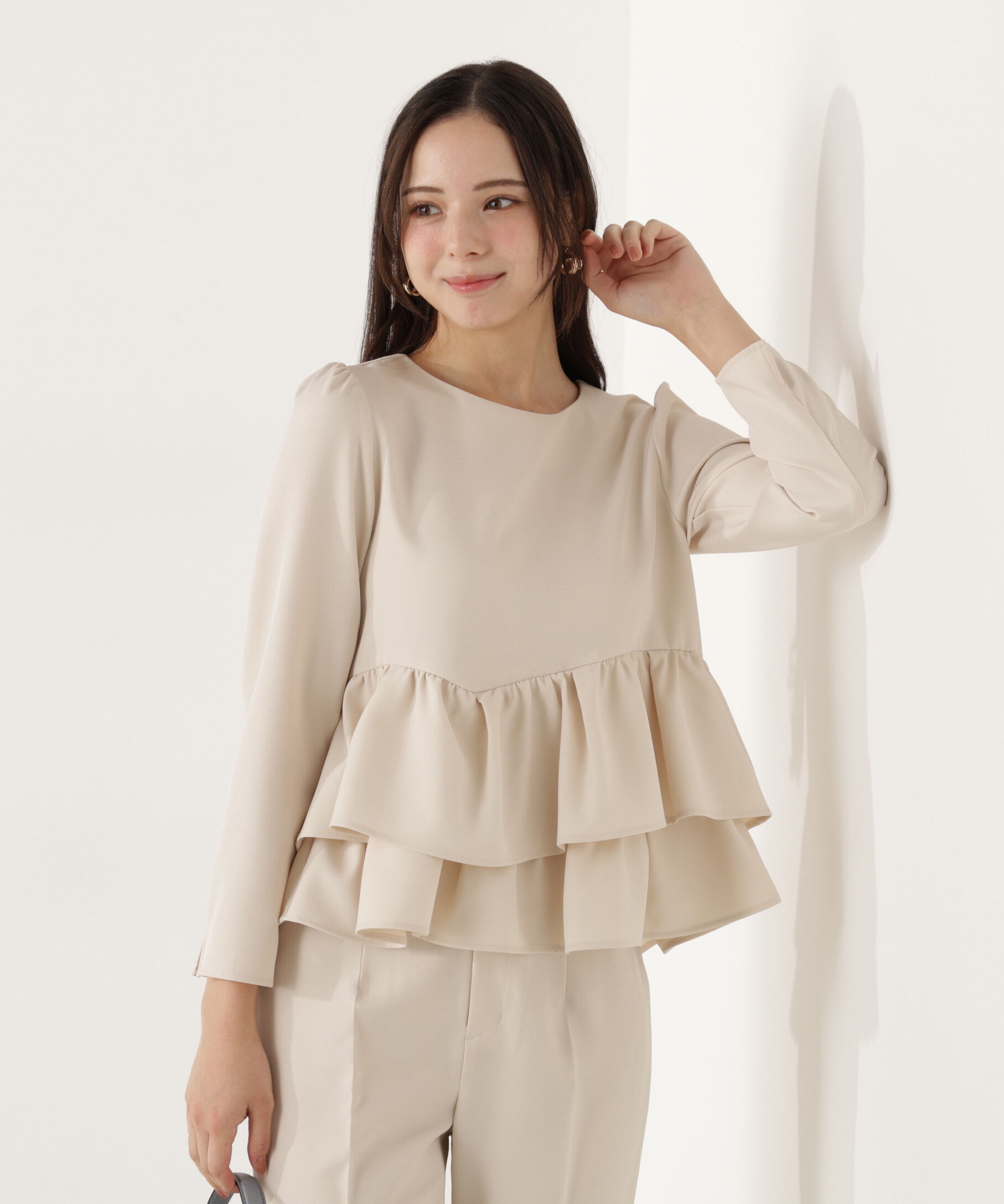 PROPORTION BODY DRESSING「＜ウォッシャブル＞ランダムヘムペプラムブラウス」|シャツ・ブラウス|