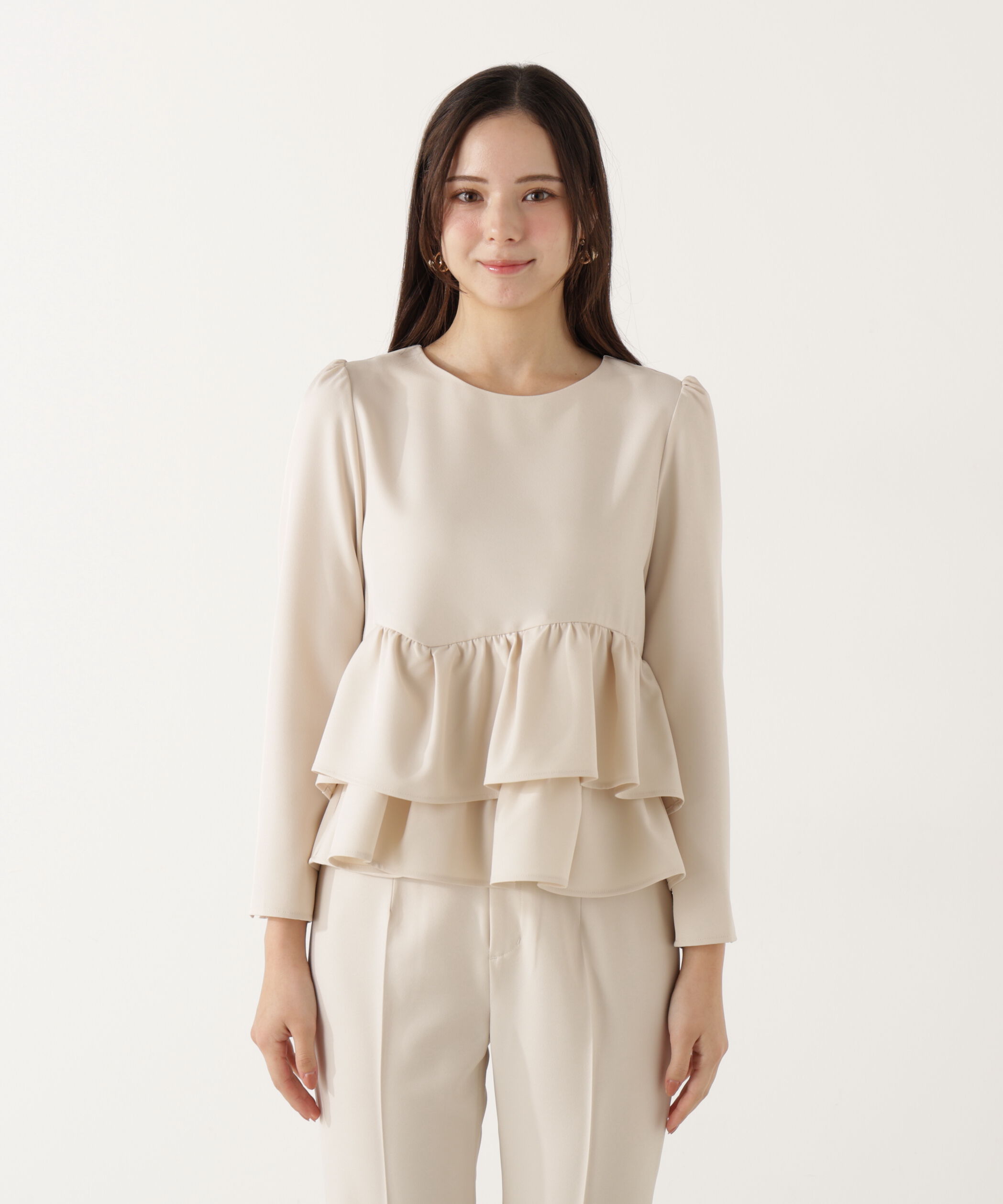 PROPORTION BODY DRESSING「＜ウォッシャブル＞ランダムヘムペプラムブラウス」|シャツ・ブラウス|