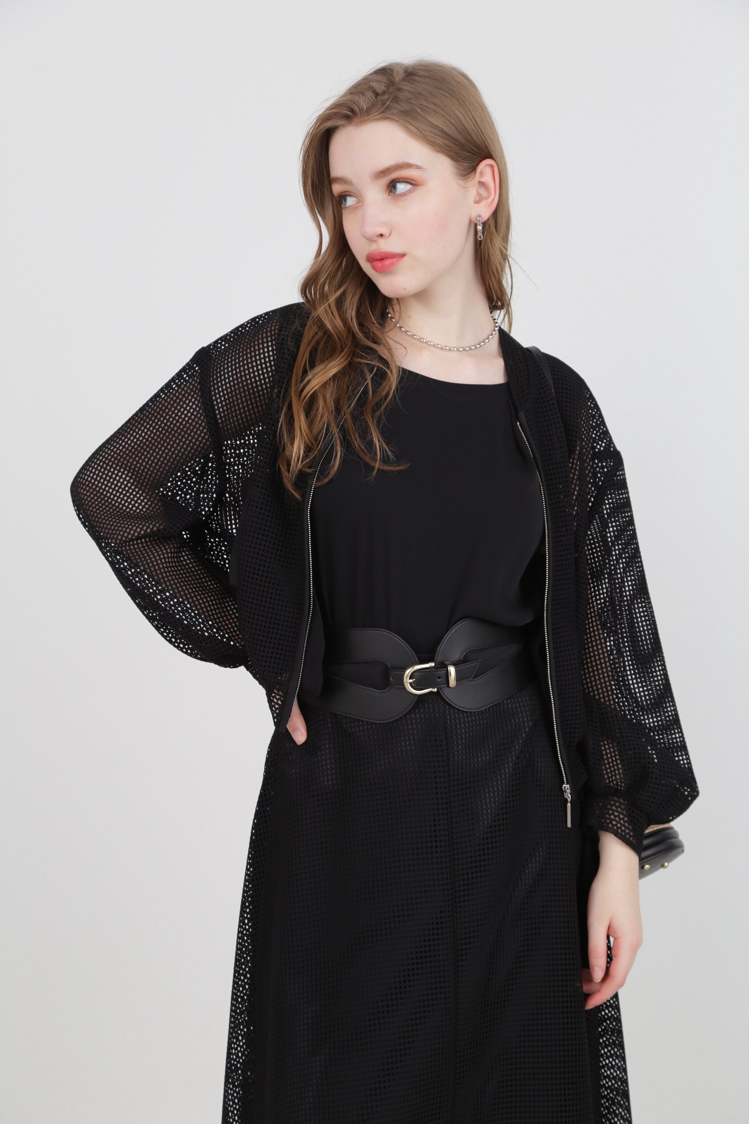  「◆スクエアレースブルゾン」|ブルゾン・スタジャン|ブラック