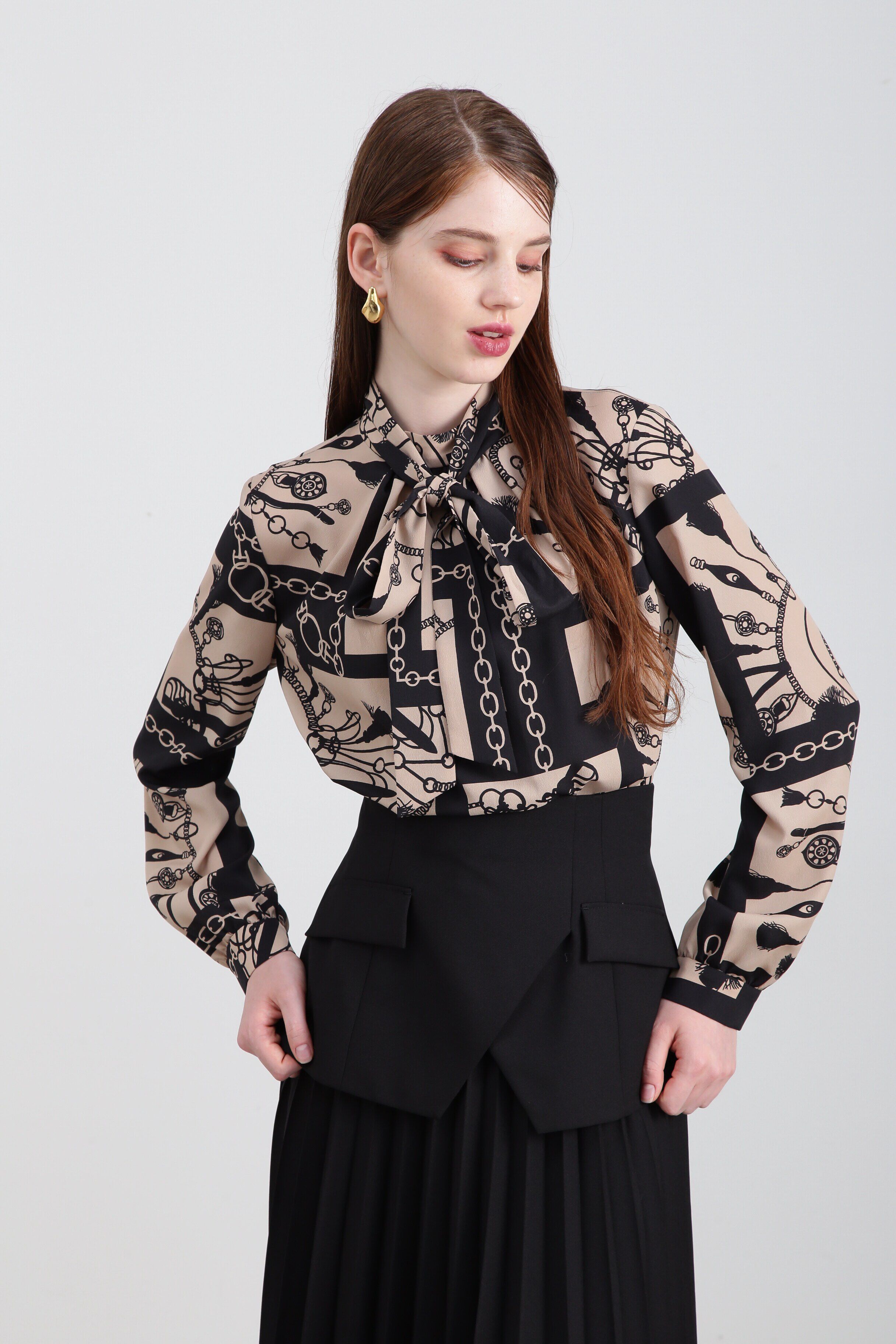  「◆コントラストプリントブラウス」|シャツ・ブラウス|キャメル5