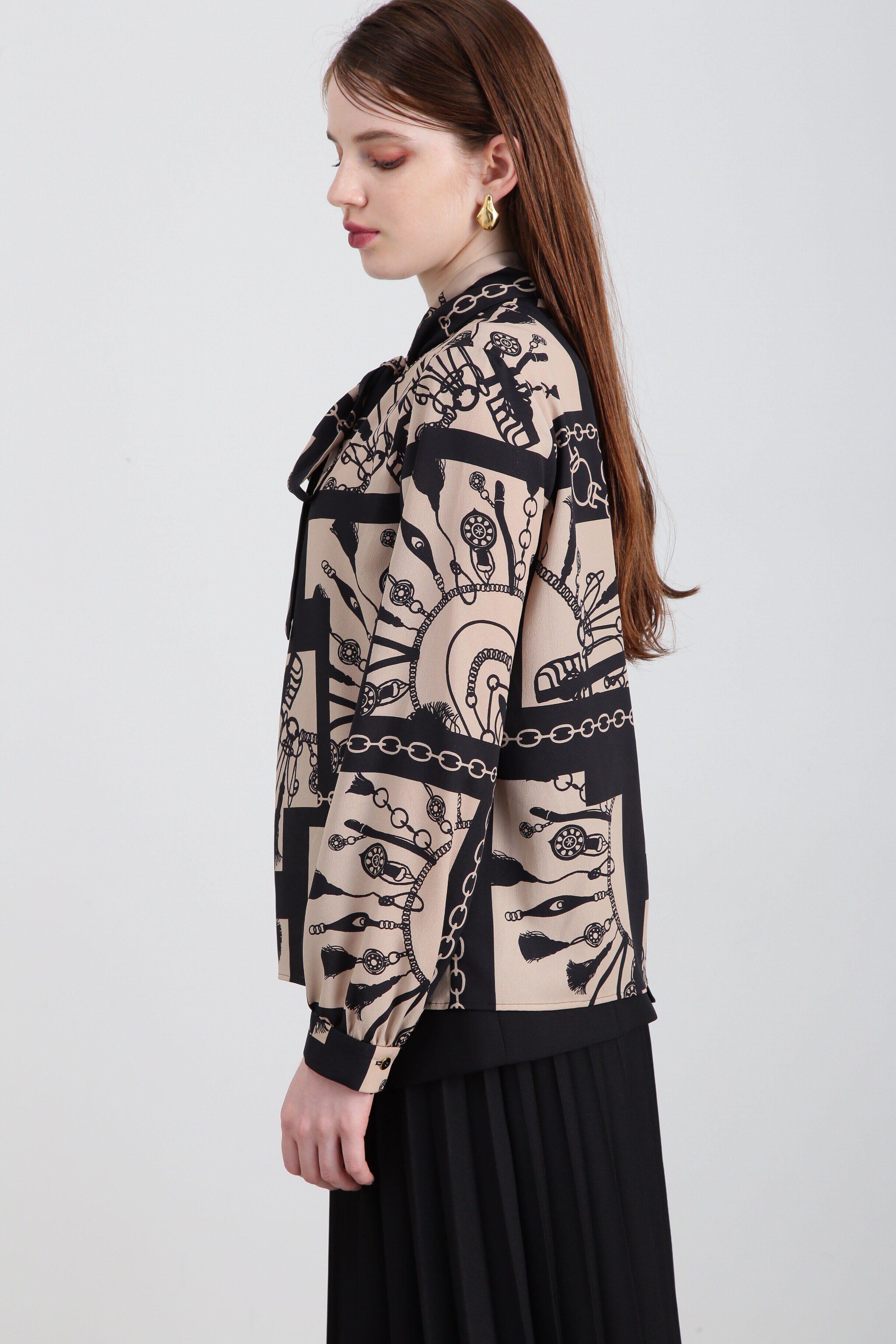  「◆コントラストプリントブラウス」|シャツ・ブラウス|