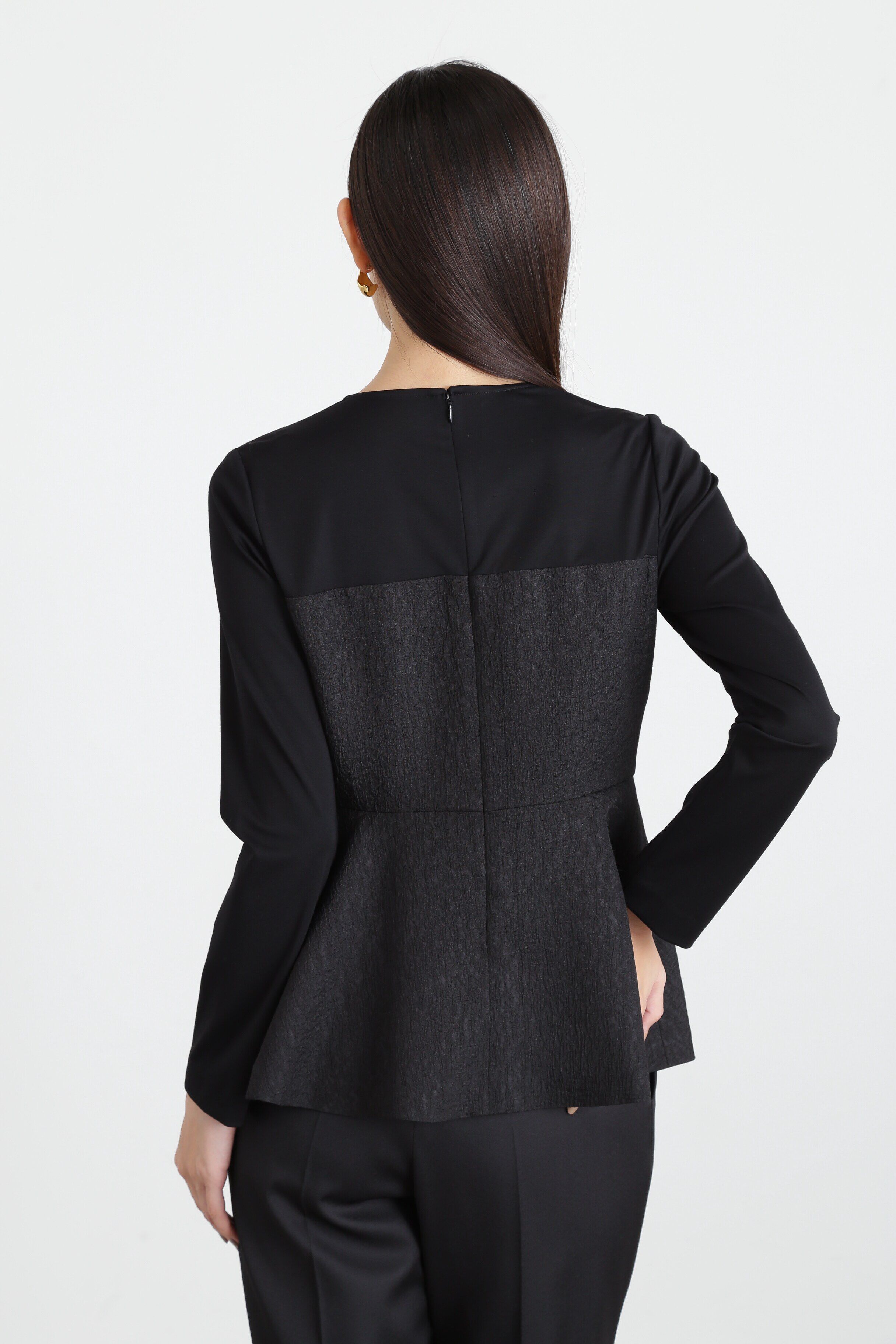  「◆ジャガードコンビペプラムブラウス」|シャツ・ブラウス|