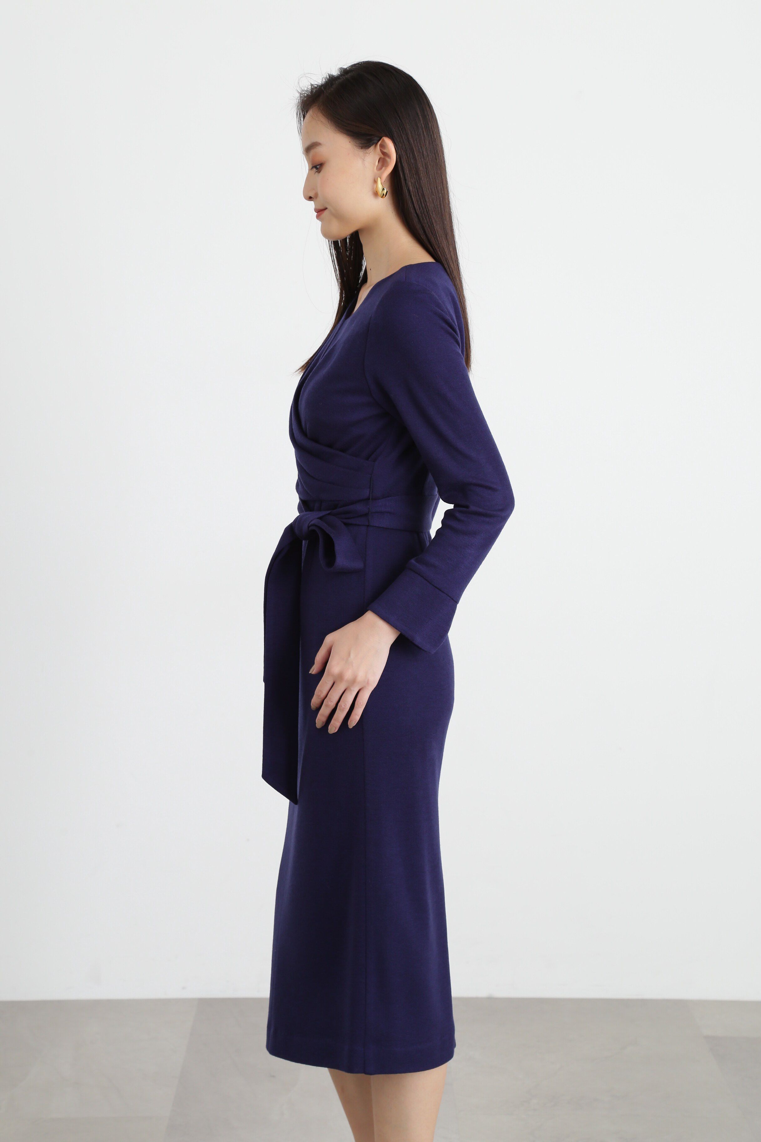  「フロントクロスウールジャージワンピース」|ワンピース|