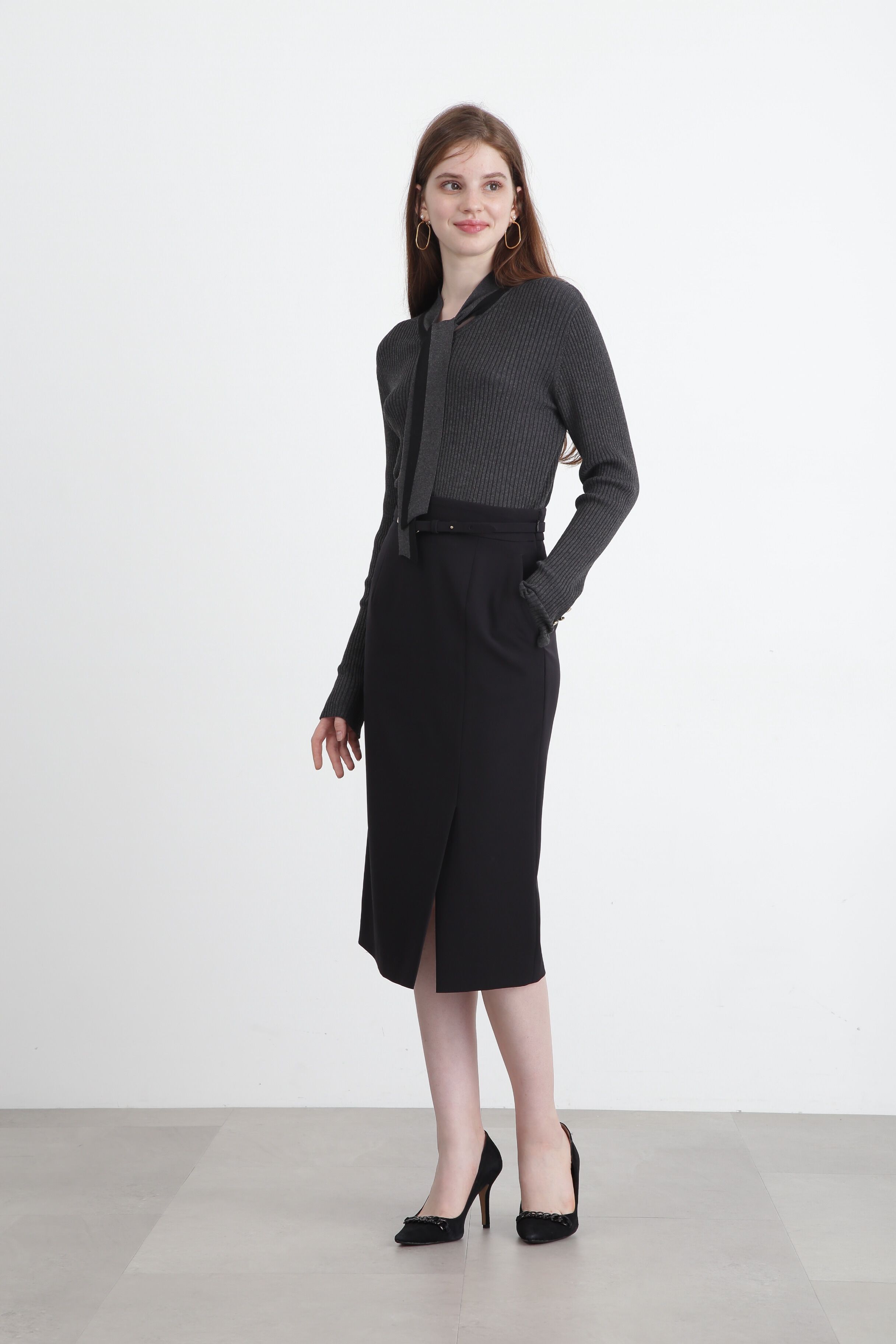  「バイカラーボウタイニット」|ニット・セーター|