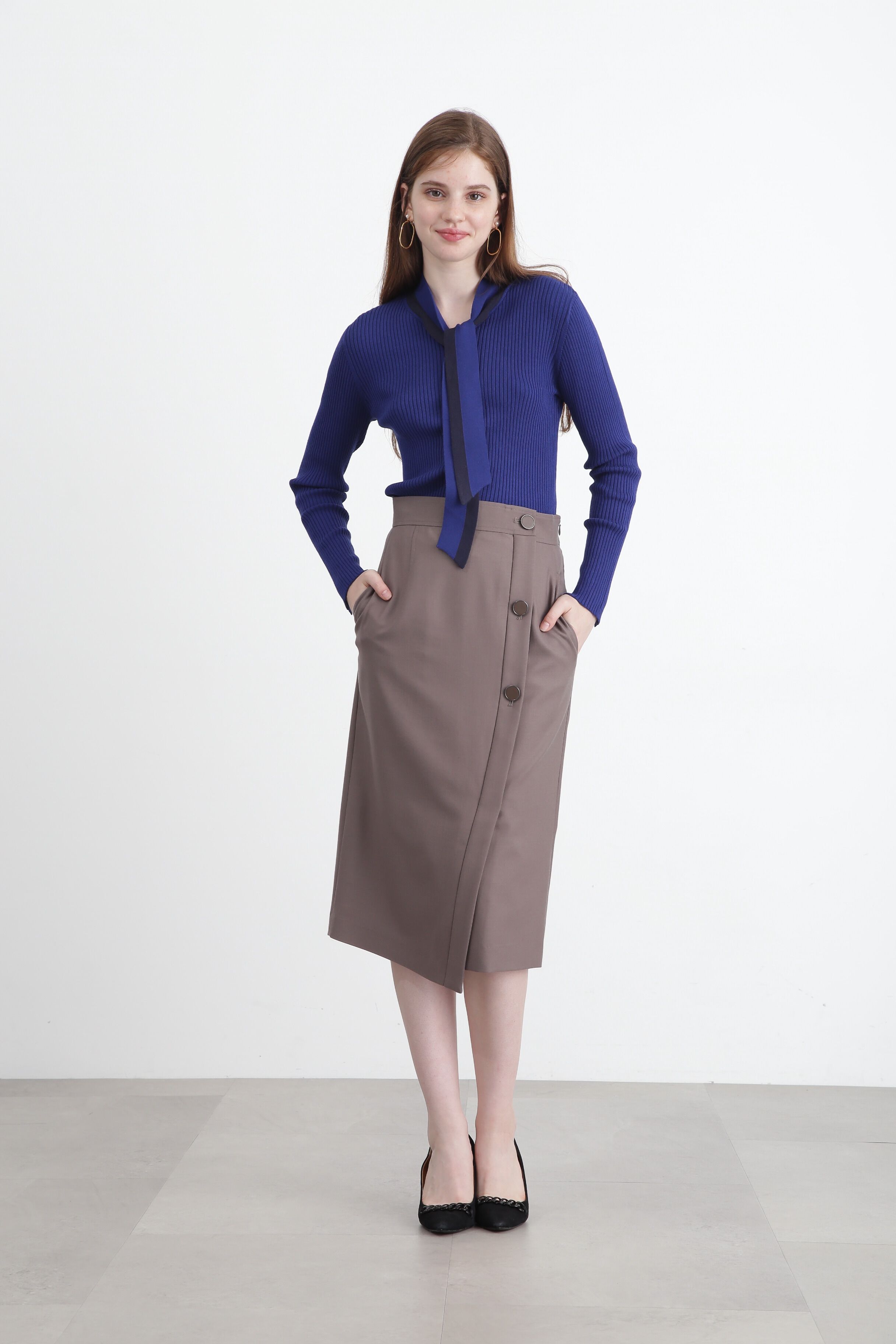  「バイカラーボウタイニット」|ニット・セーター|