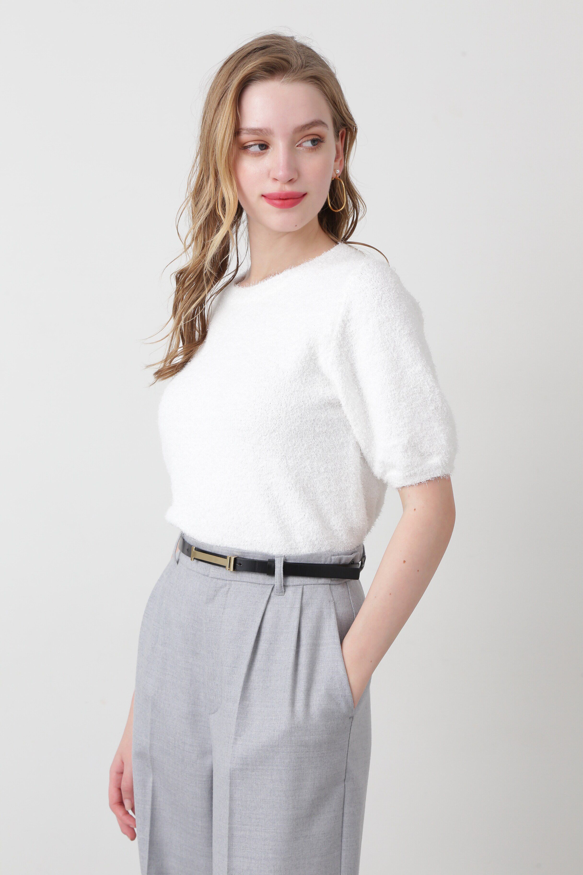  「◆フェザーヤーンニットプルオーバー」|ニット・セーター|ホワイト