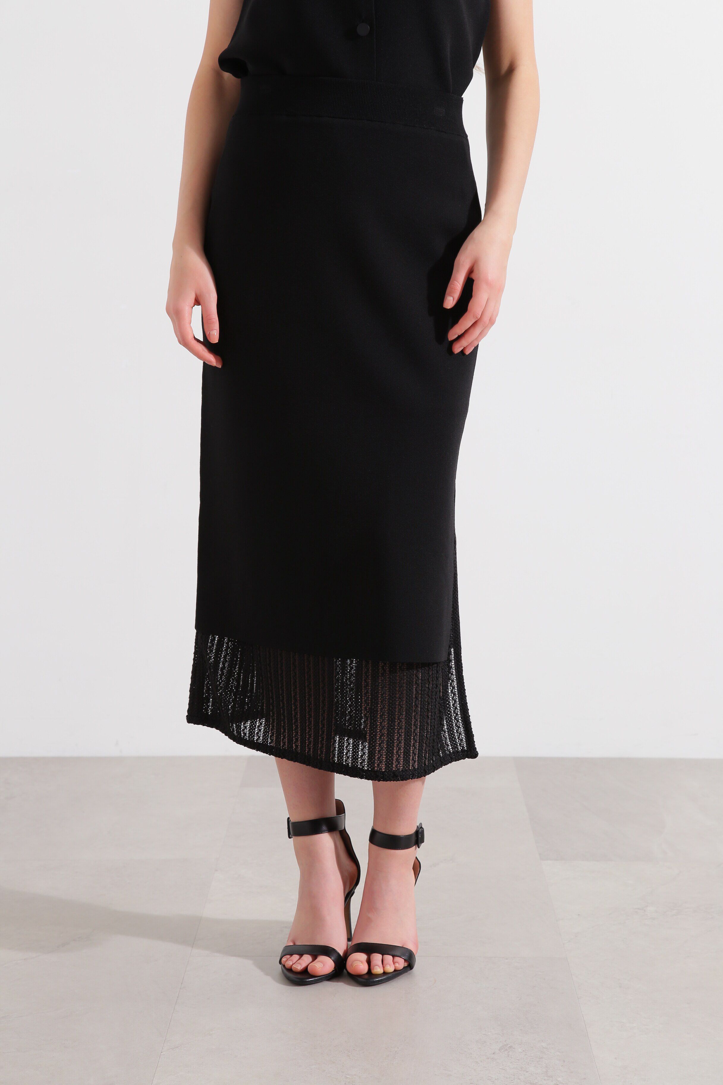  「◆レースコンビニットスカート」|スカート|ブラック