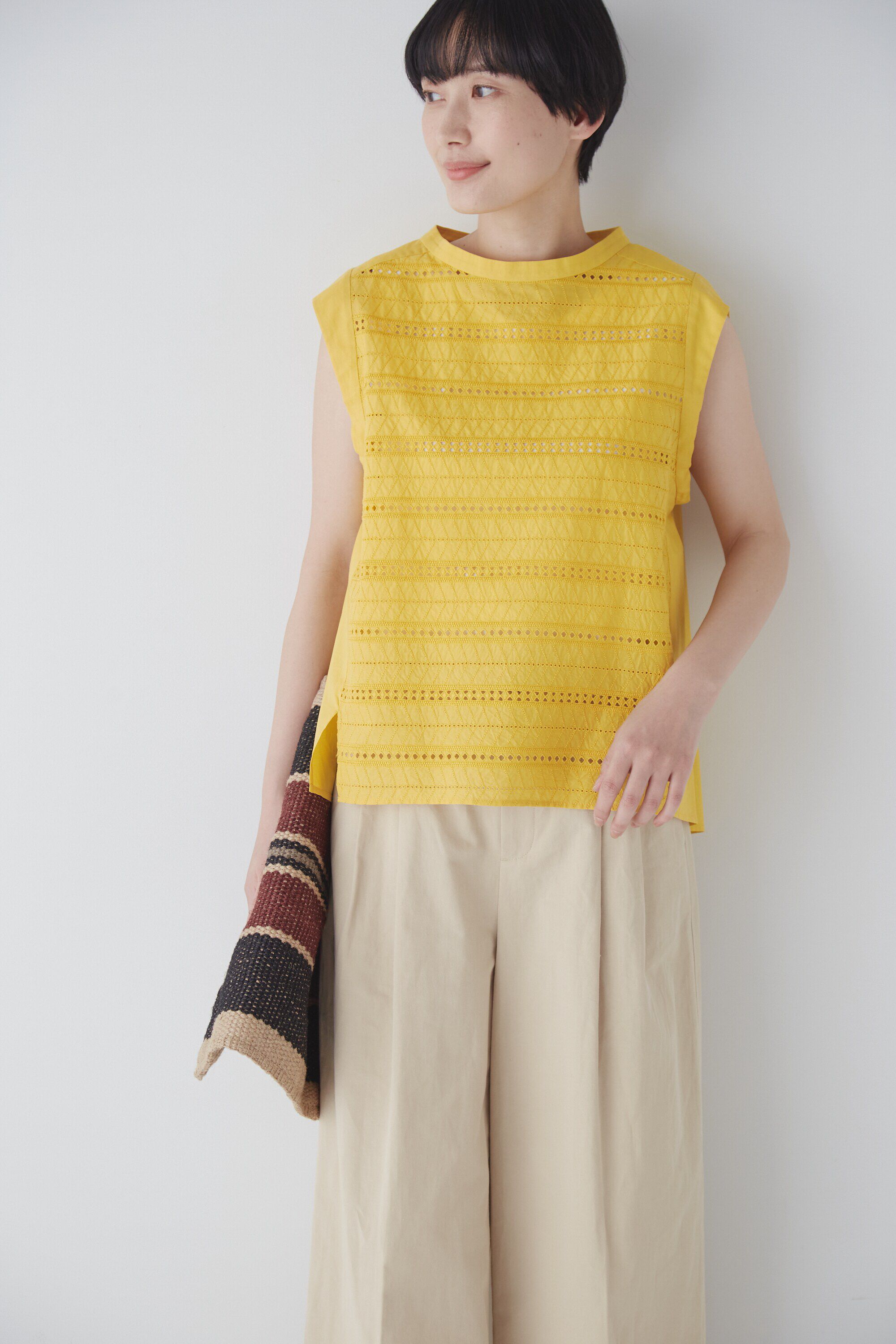  「◆レースドッキングブラウス」|シャツ・ブラウス|イエロー