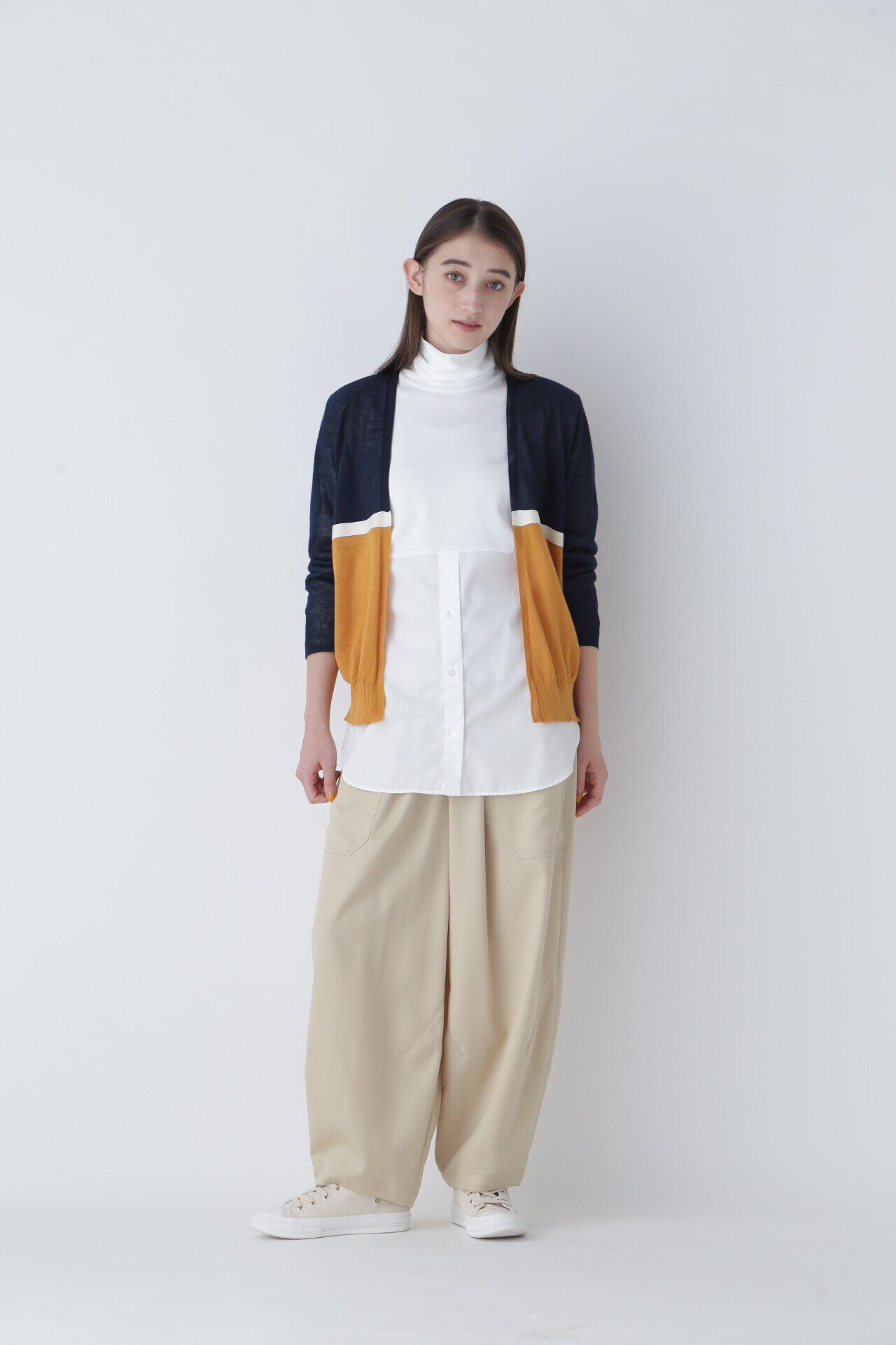  「布帛ドッキングタートルネックカットソー」|Tシャツ・カットソー|