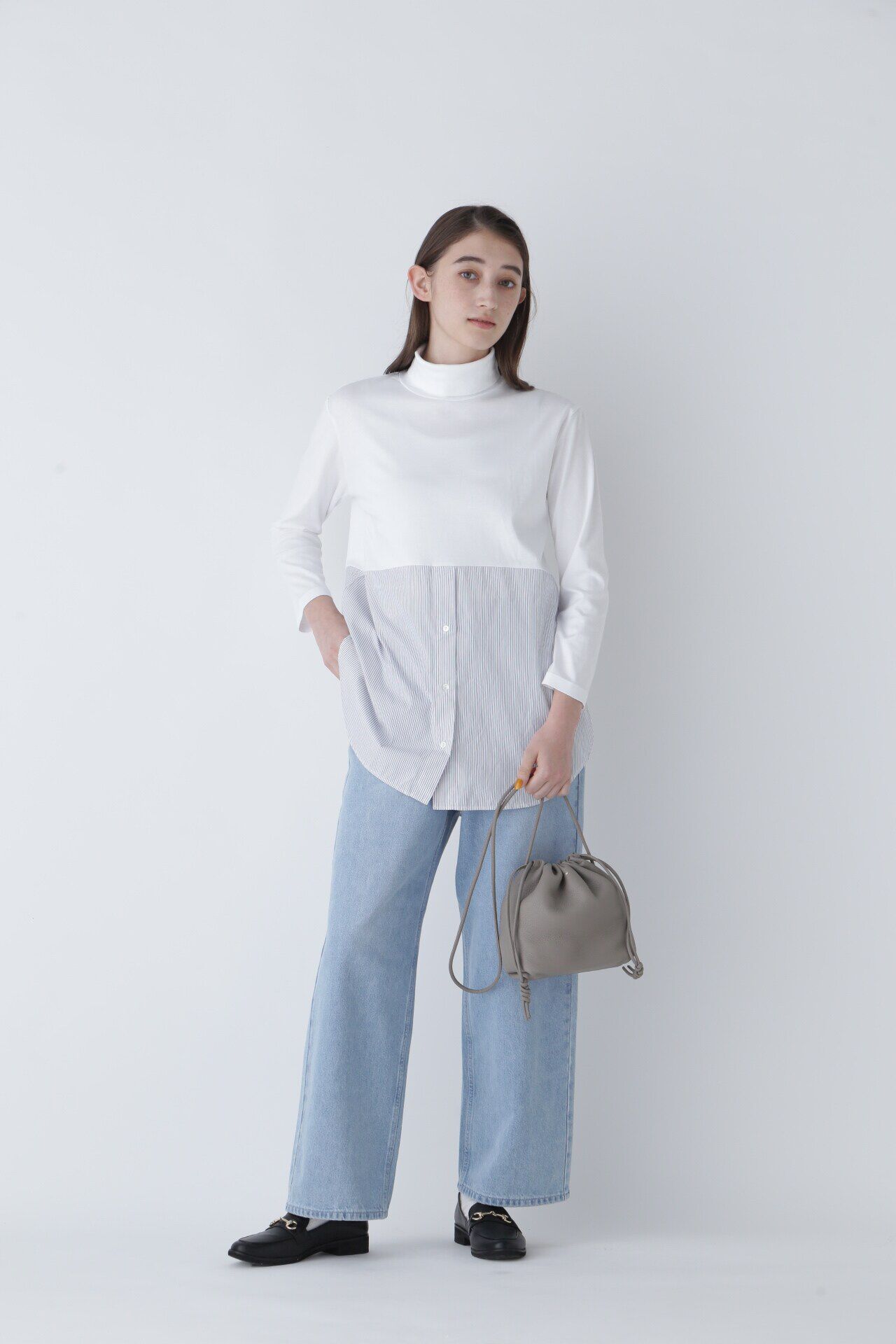  「布帛ドッキングタートルネックカットソー」|Tシャツ・カットソー|