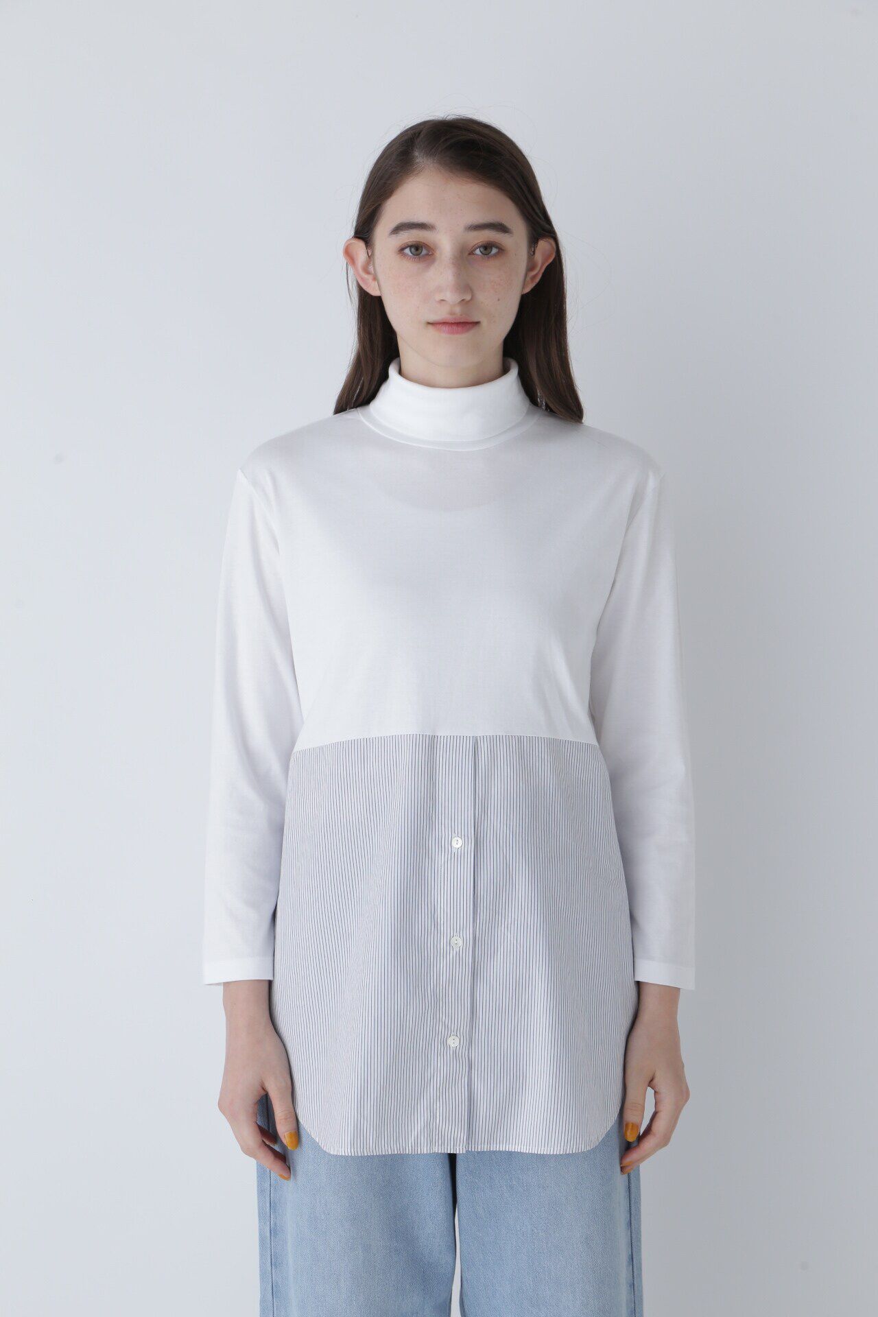  「布帛ドッキングタートルネックカットソー」|Tシャツ・カットソー|